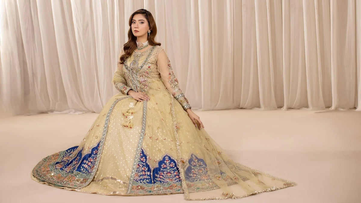 gold pakistani wedding dress Cinder Pakistani indian wedding bridal dresses mehndi nikkah eid formal  party outfits usa uk – Pakistani Designer Dresses main image 1