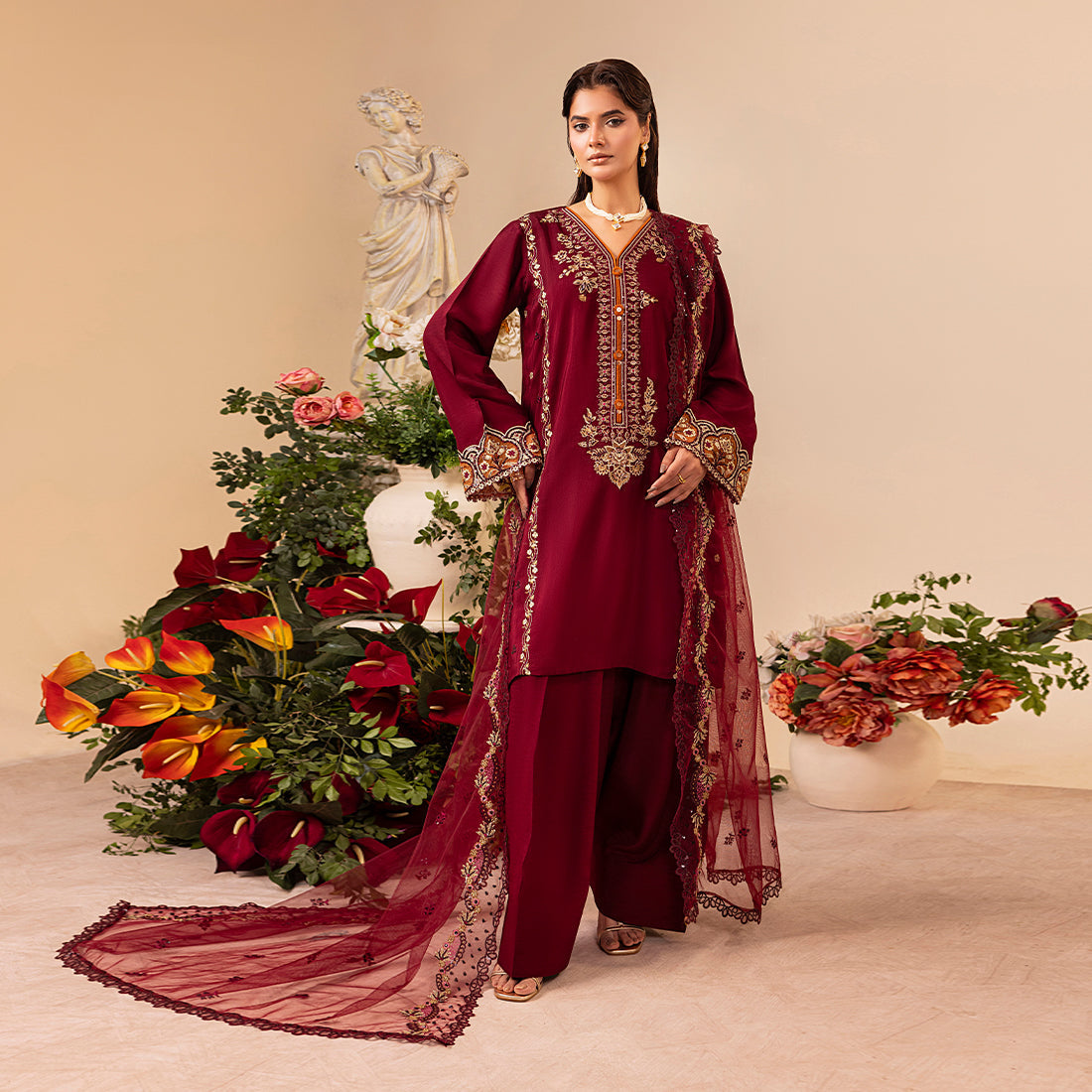 ZR-2528 | BURGUNDY Zahra Rubab