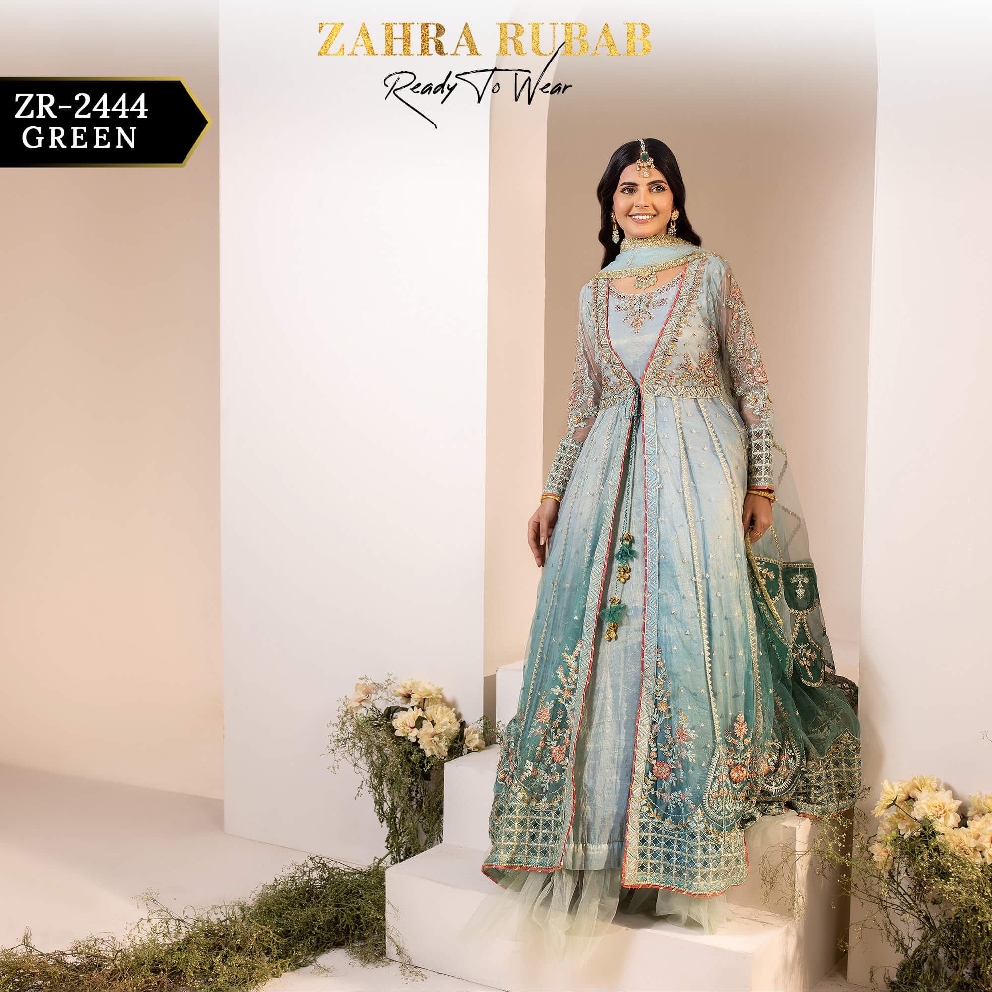 ZR-2444 LAVENDER, GREEN Zahra Rubab Afsana