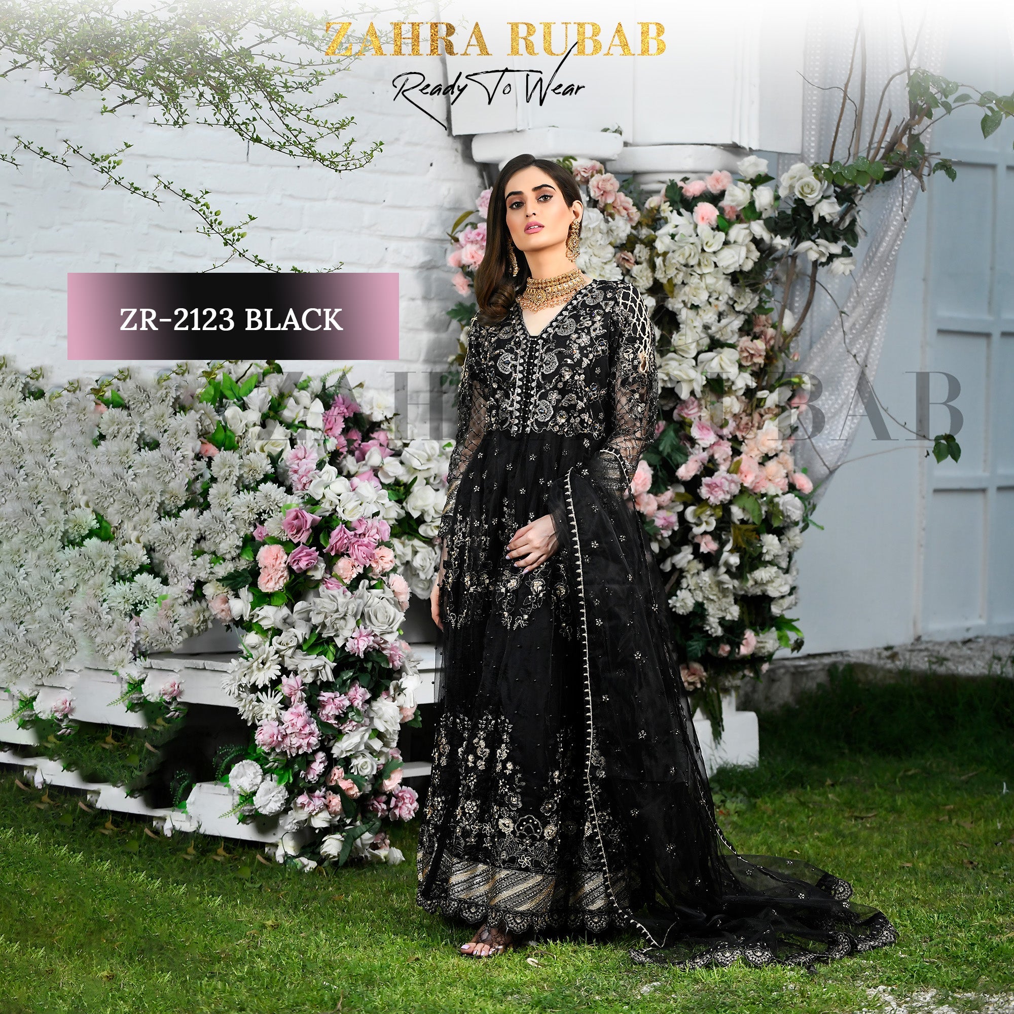 3 Piece Stitched - ZR 2123 Black, Maroon, Zinc, Pink, Coffee Zahra Rubab fresh