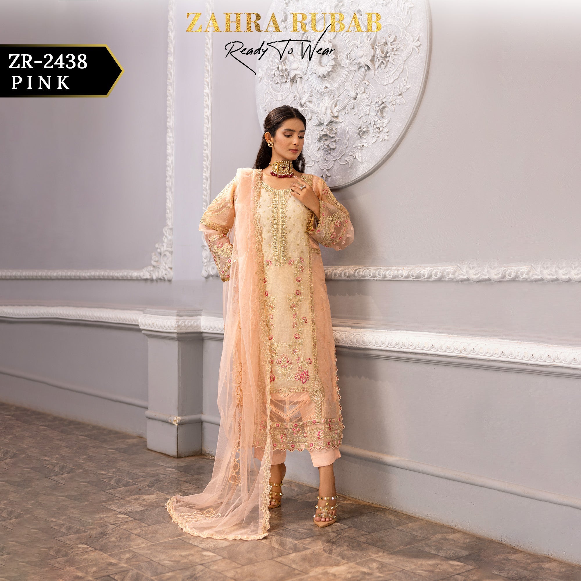 ZR - 2438 Pink, Sky Zahra Rubab Gul Mohar