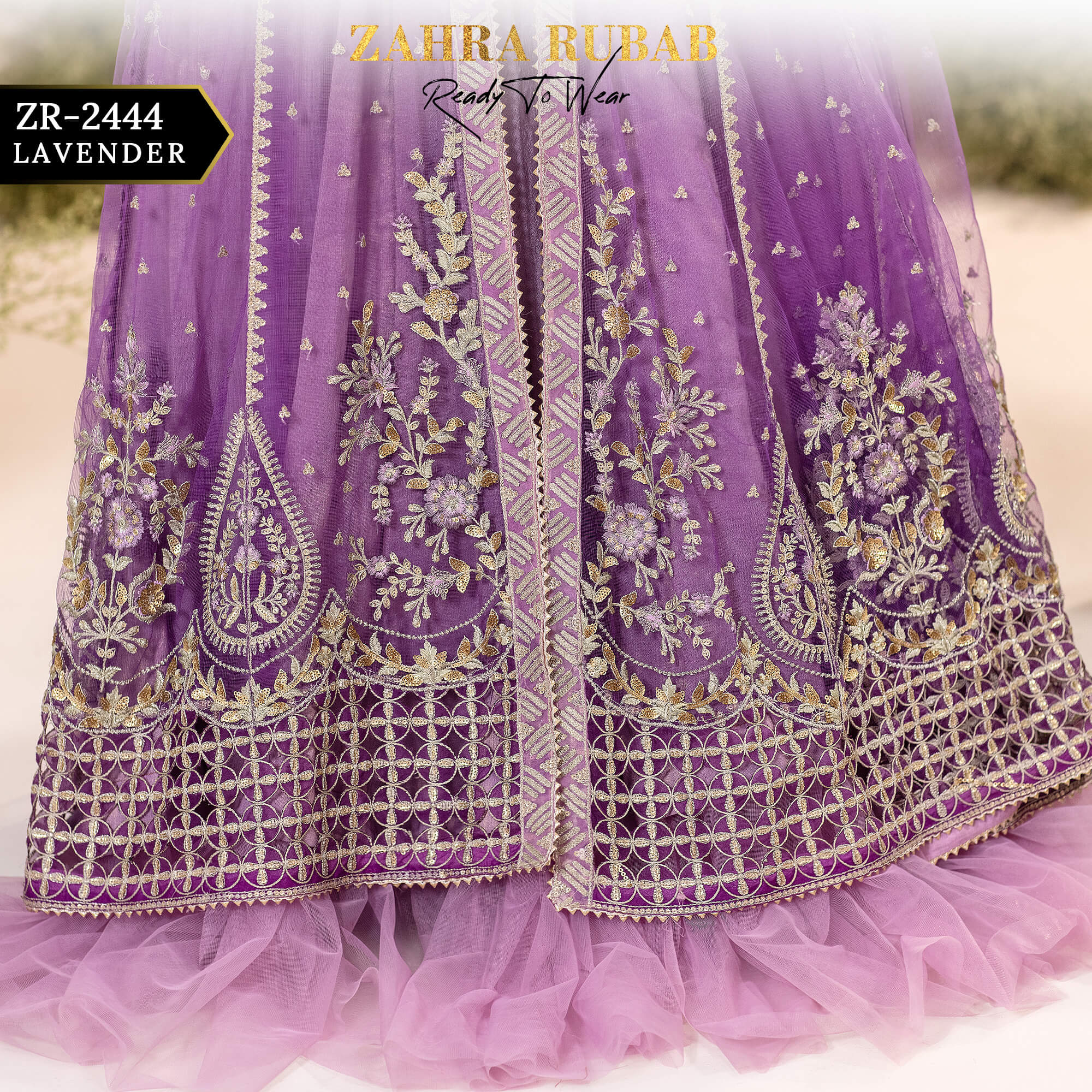 ZR-2444 LAVENDER, GREEN Zahra Rubab Afsana
