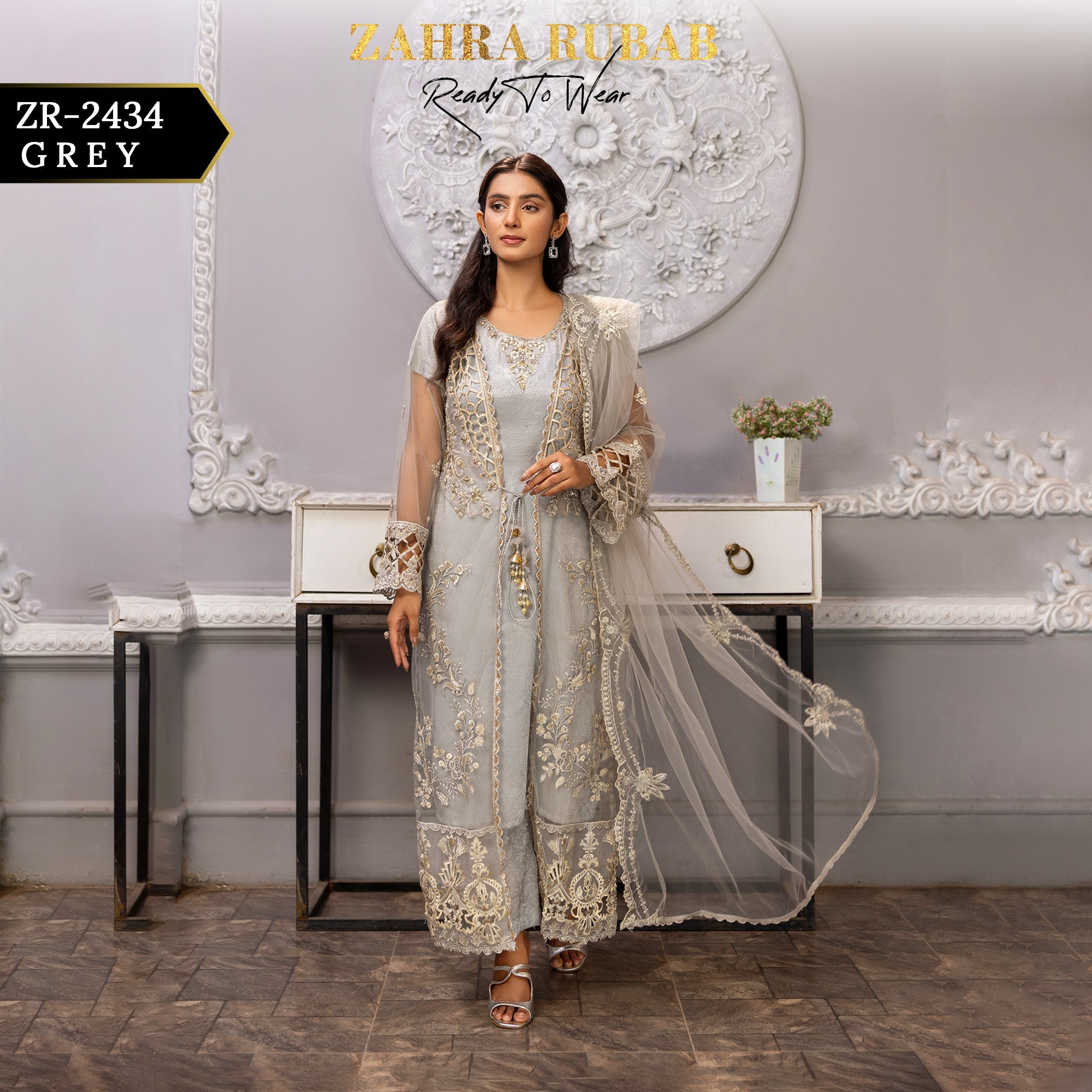 ZR-2434 Grey Zahra Rubab Gul Mohar