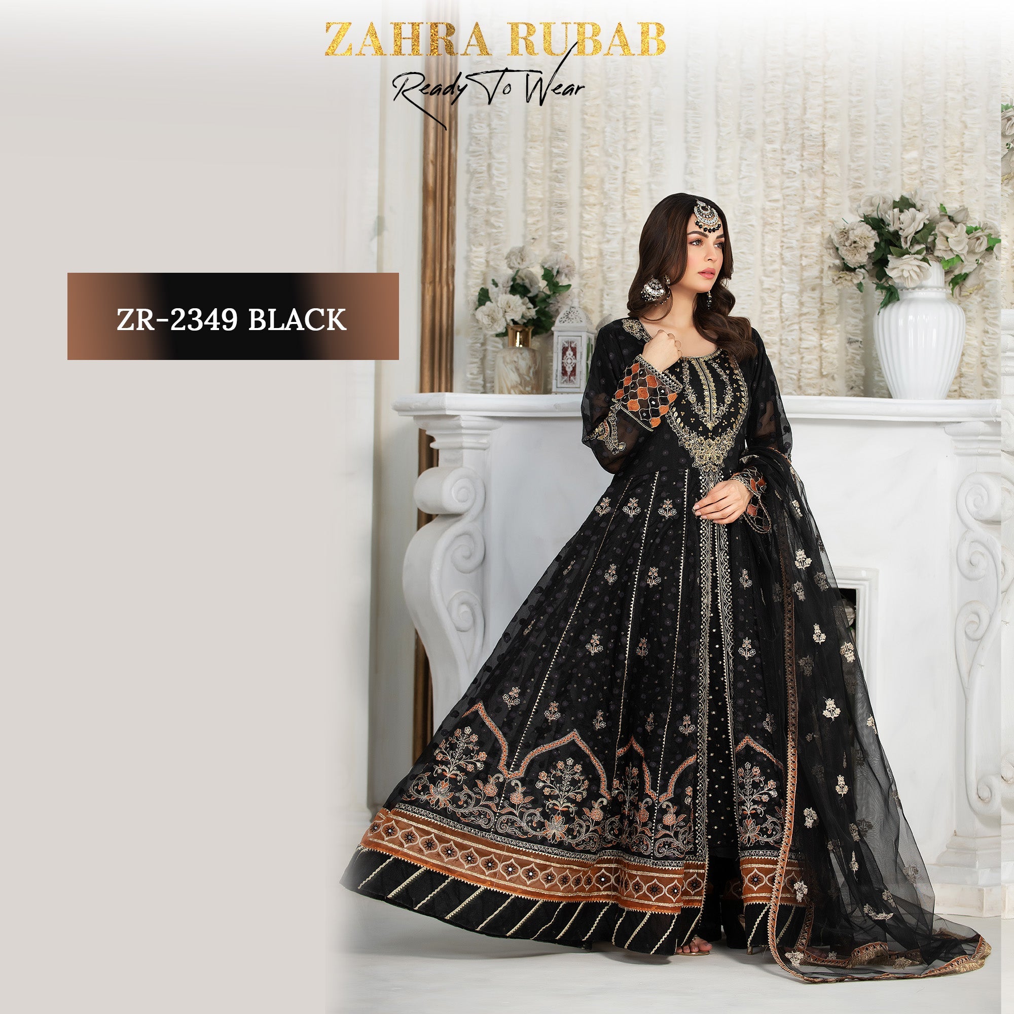 ZR-2349 Black, Mehroon, Peach Zahra Rubab