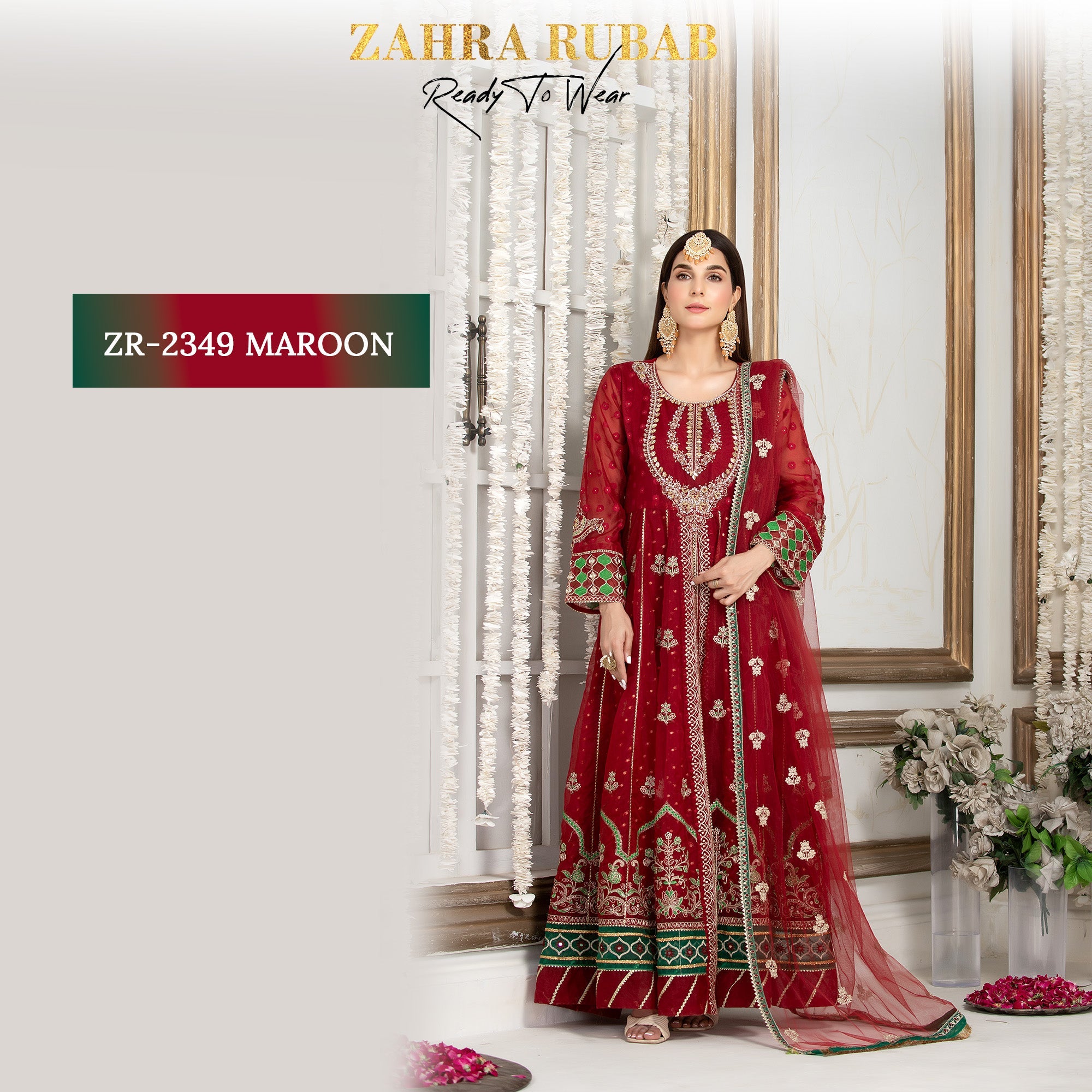 ZR-2349 Black, Mehroon, Peach Zahra Rubab