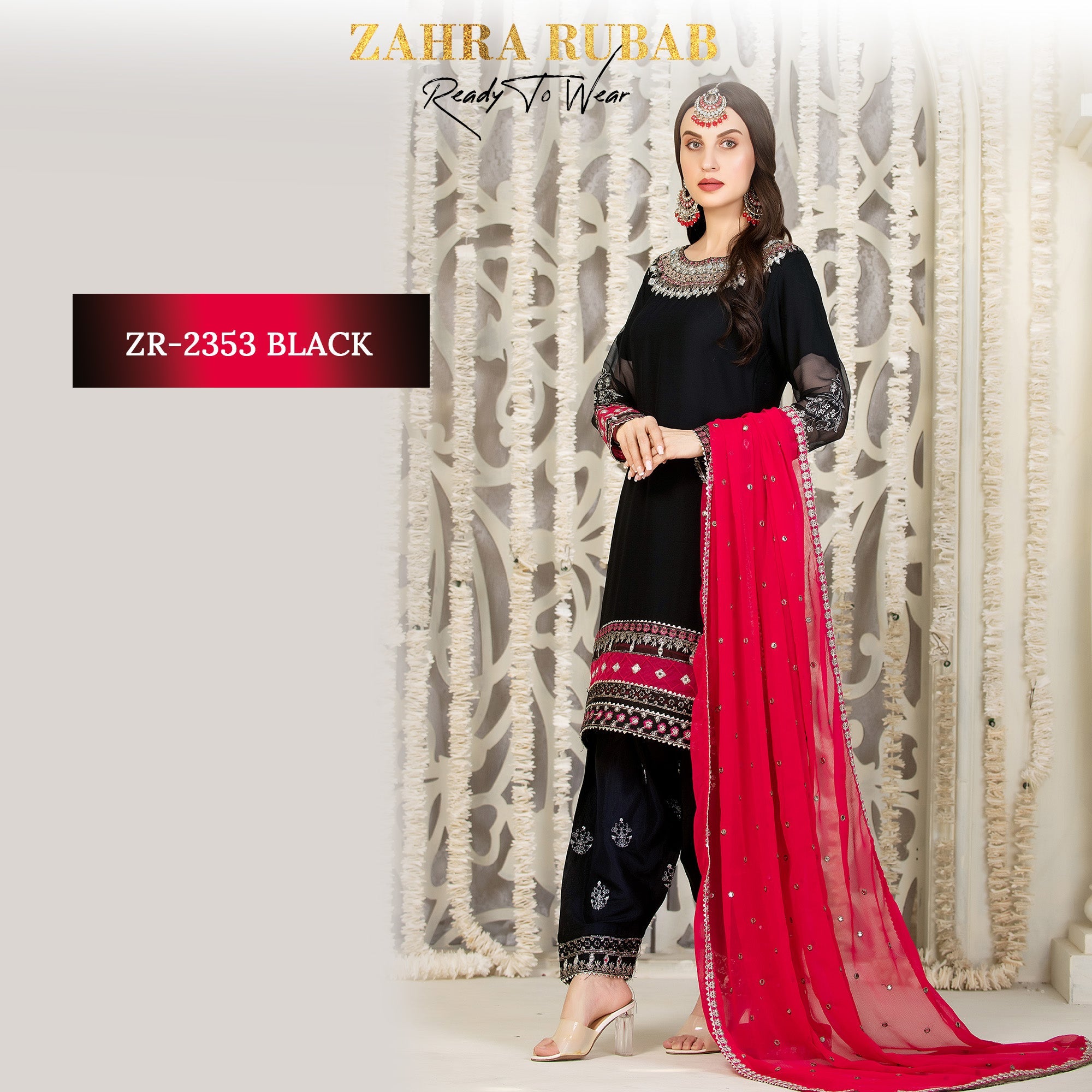 ZR-2353 Black Chiffon Dress Zahra Rubab fresh