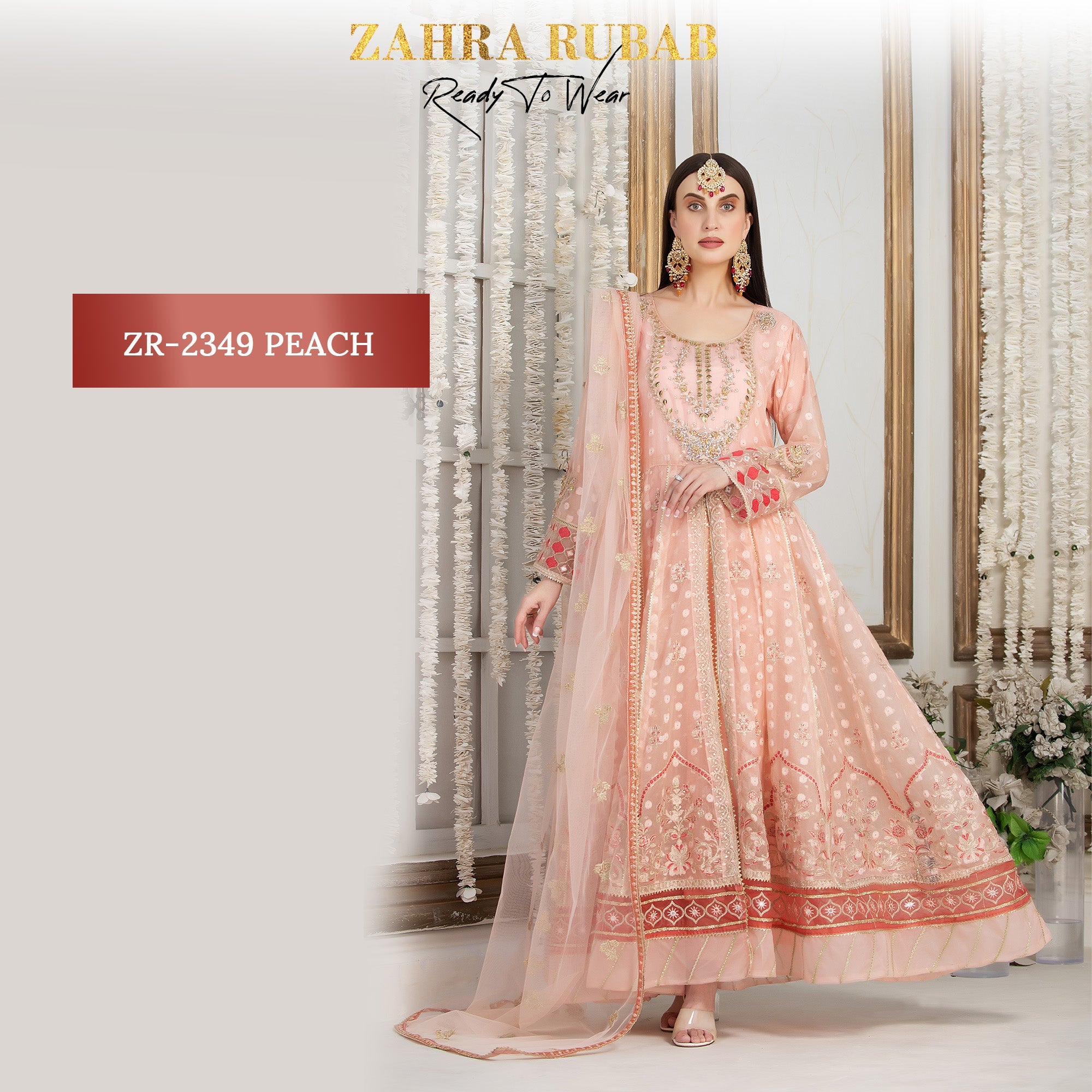 ZR-2349 Black, Mehroon, Peach Zahra Rubab