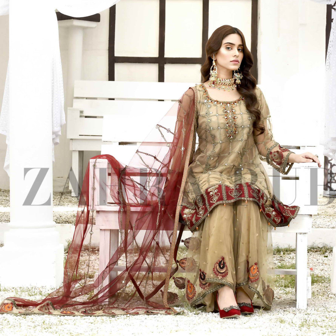 3 Piece Stitched - ZR 2120 Gold, Plump, Black Zahra Rubab