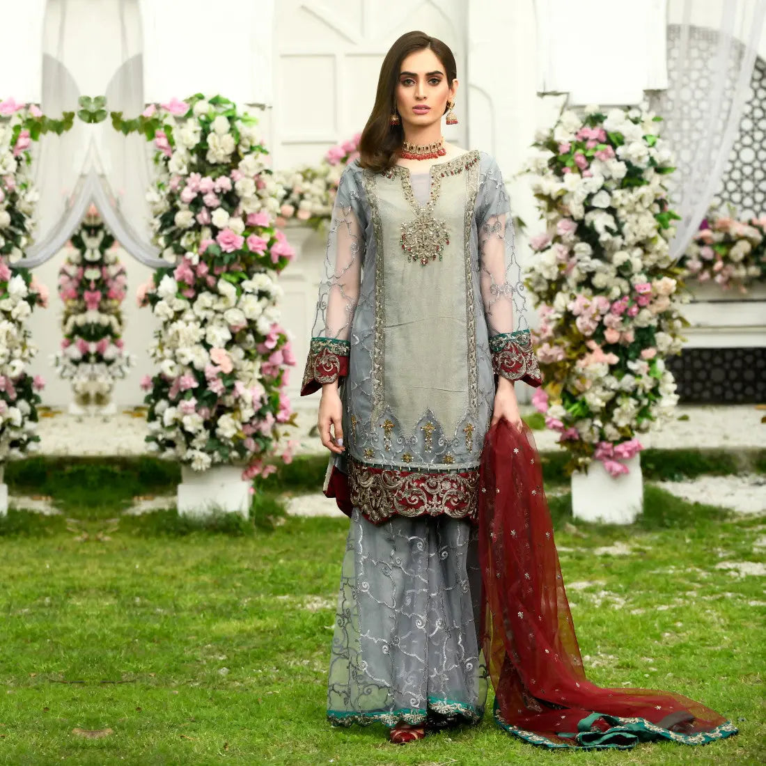 3 Piece Stitched - ZR 2115 Gray, Coffee, Pista, Pink Zahra Rubab