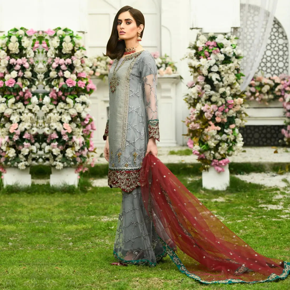 3 Piece Stitched - ZR 2115 Gray, Coffee, Pista, Pink Zahra Rubab