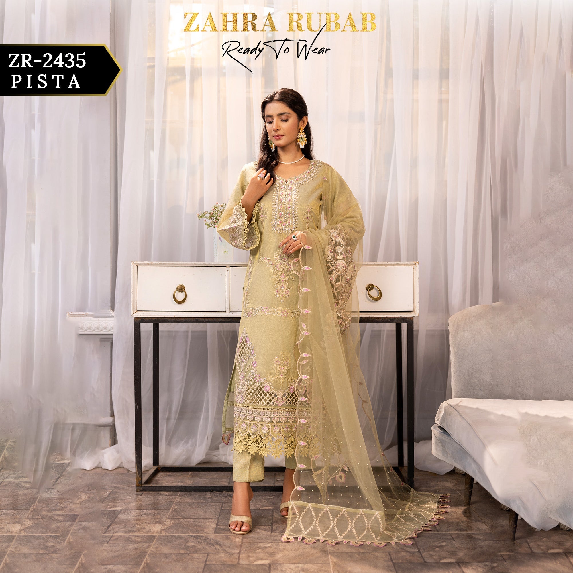 ZR - 2435 Pista Zahra Rubab Gul Mohar