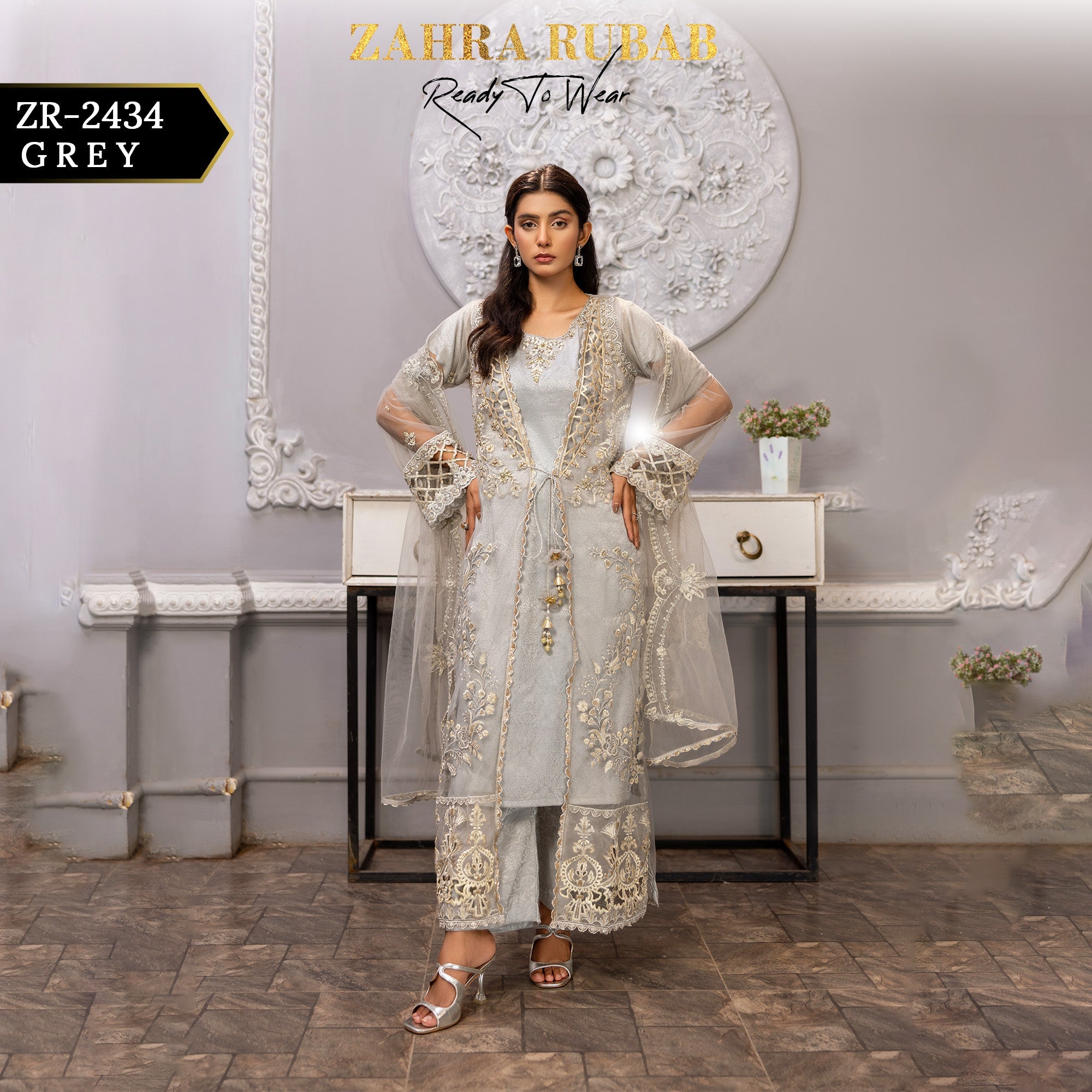 ZR-2434 Grey Zahra Rubab Gul Mohar