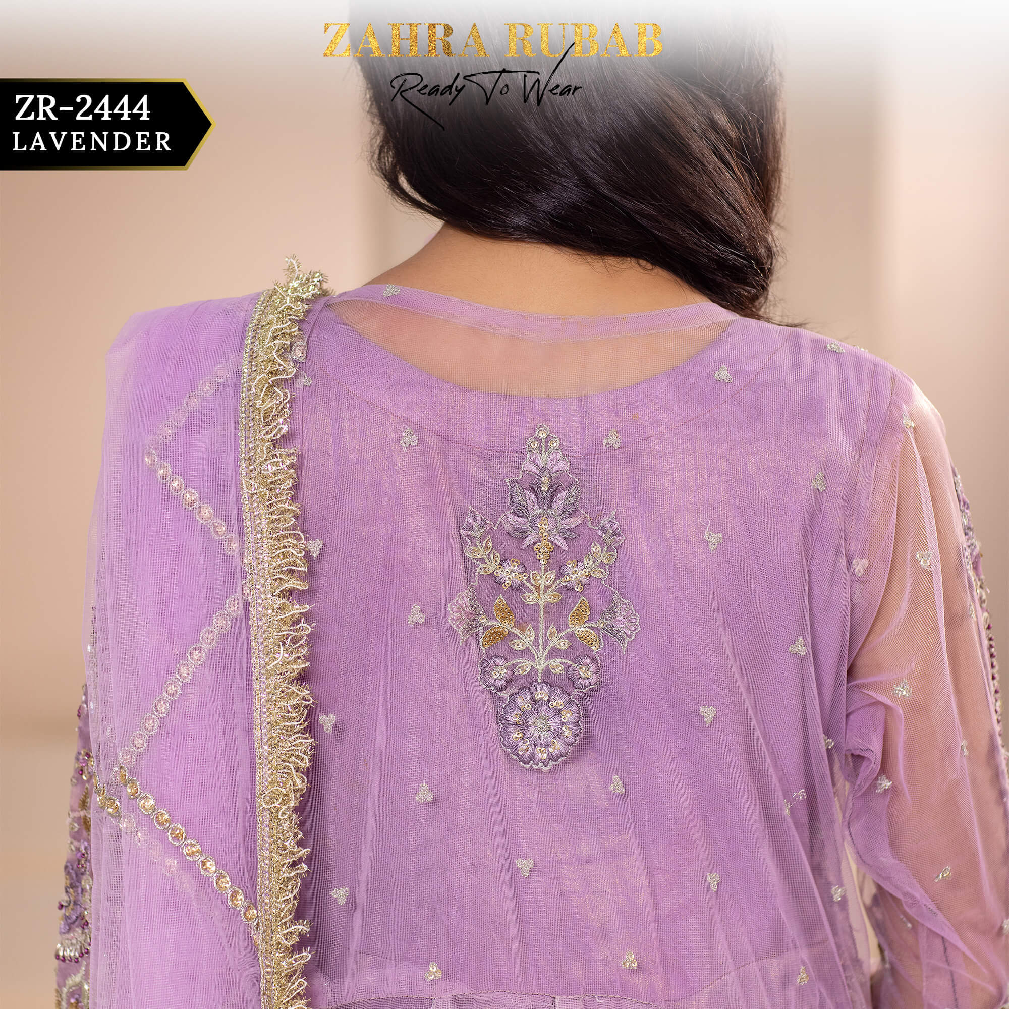 ZR-2444 LAVENDER, GREEN Zahra Rubab Afsana