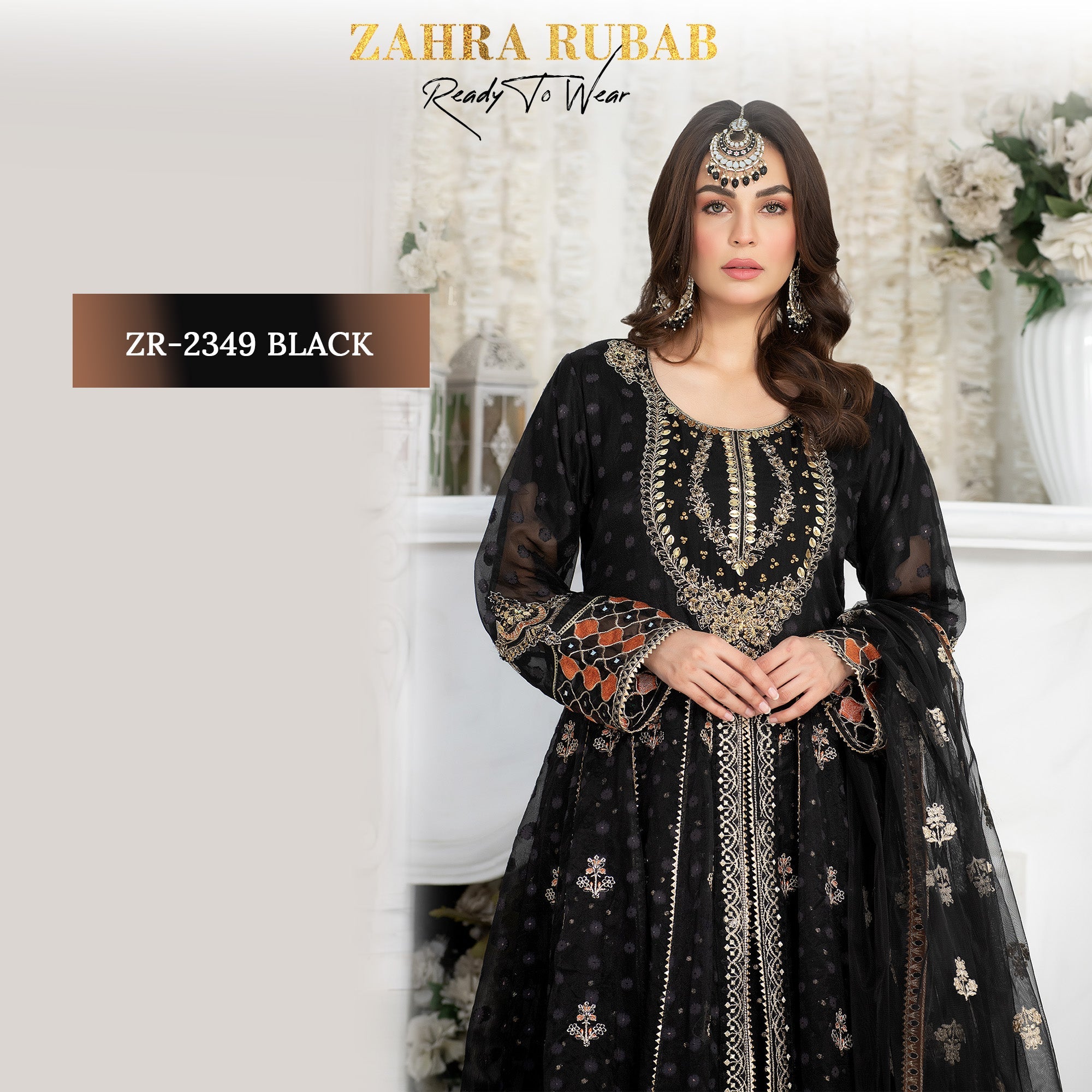 ZR-2349 Black, Mehroon, Peach Zahra Rubab