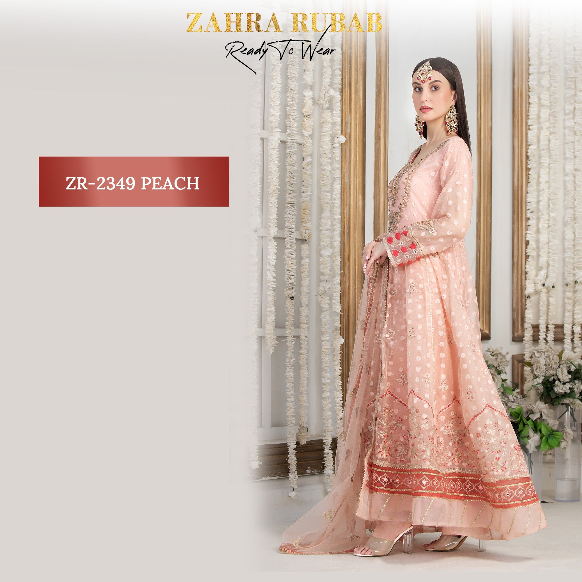 ZR-2349 Black, Mehroon, Peach Zahra Rubab