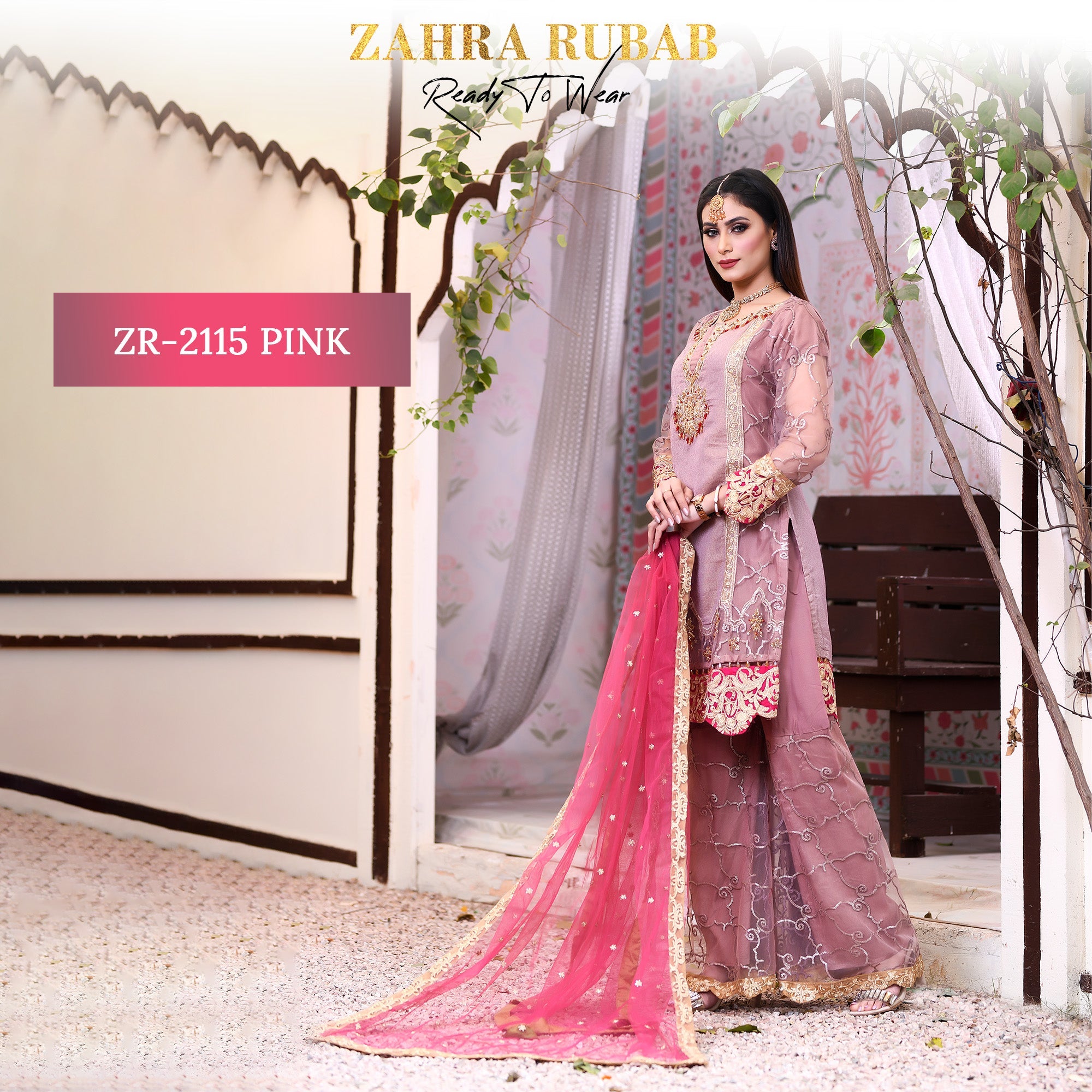 ZR-2115 Coffee, Pink, Pista Zahra Rubab Sale