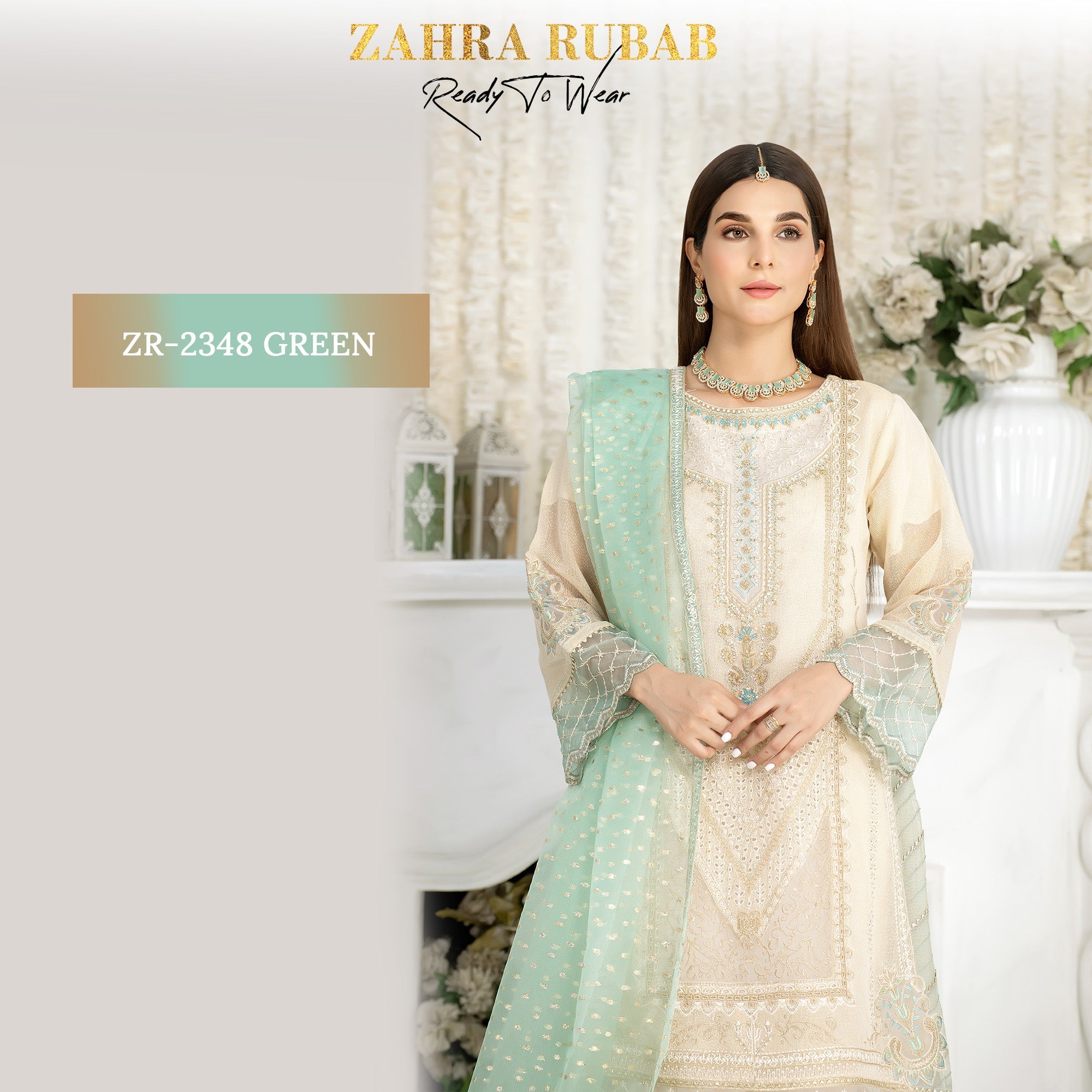 ZR-2348 Green, Pink Zahra Rubab fresh