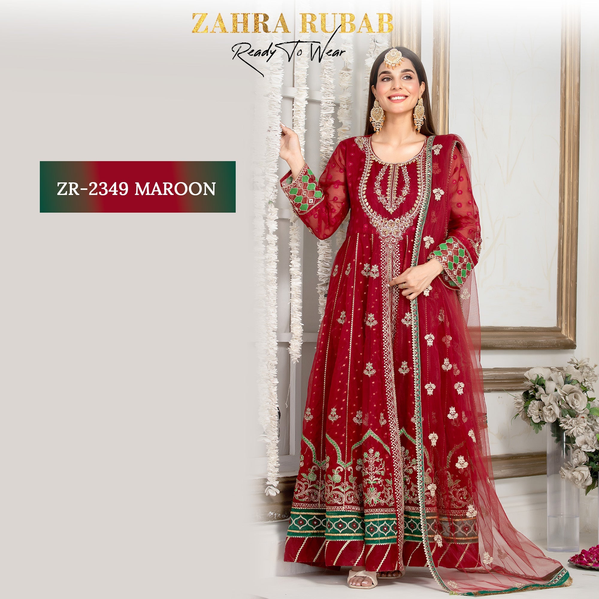 ZR-2349 Black, Mehroon, Peach Zahra Rubab