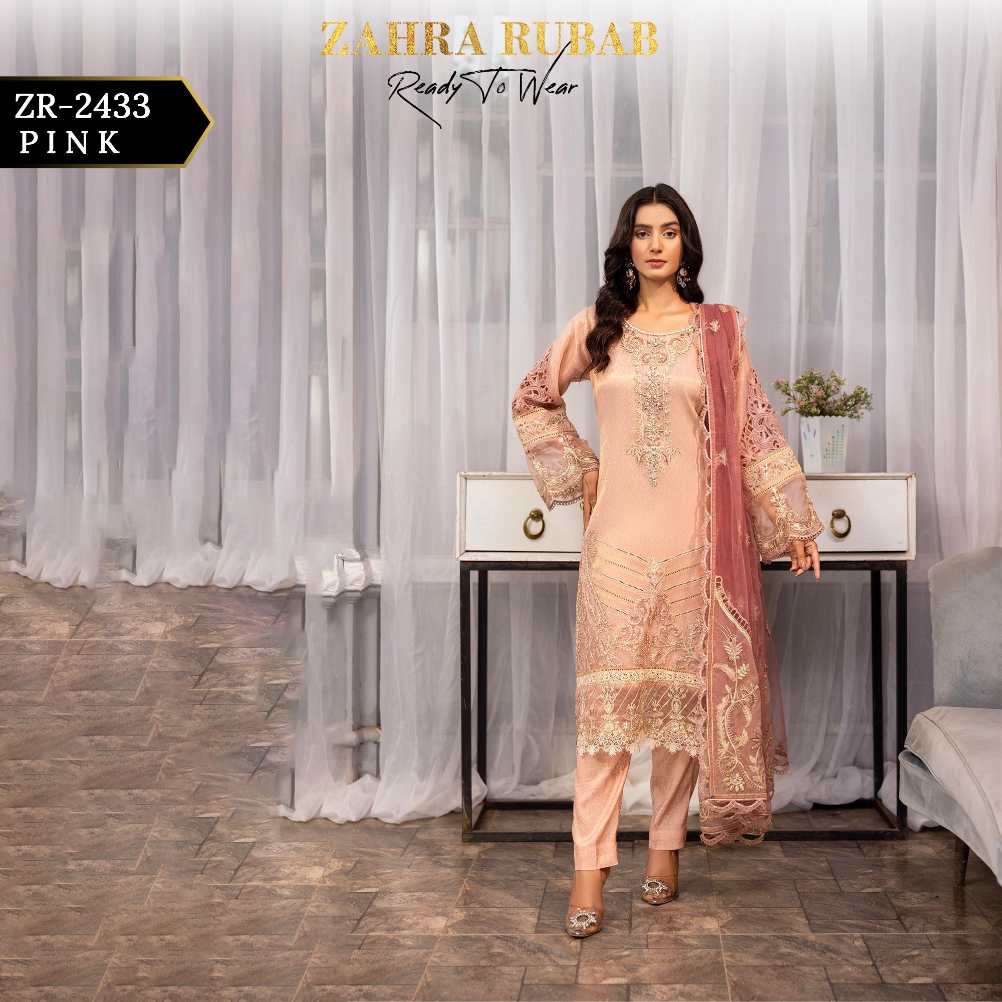 ZR - 2433 Pink Zahra Rubab Gul Mohar
