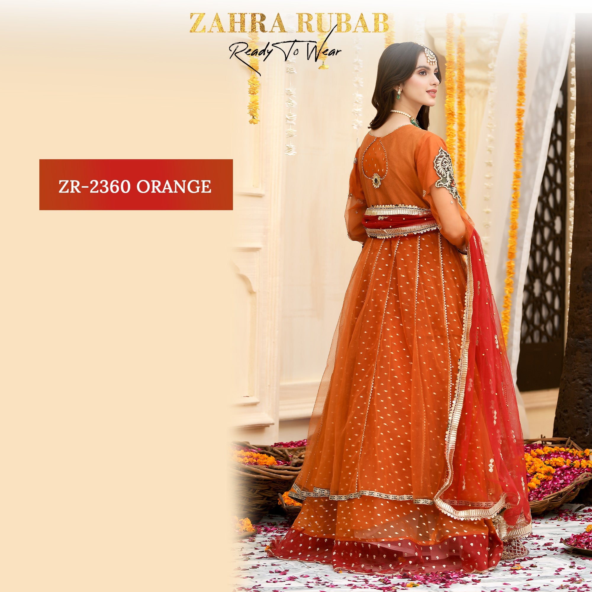 ZR-2360 Orange Maxi Dress Zahra Rubab fresh