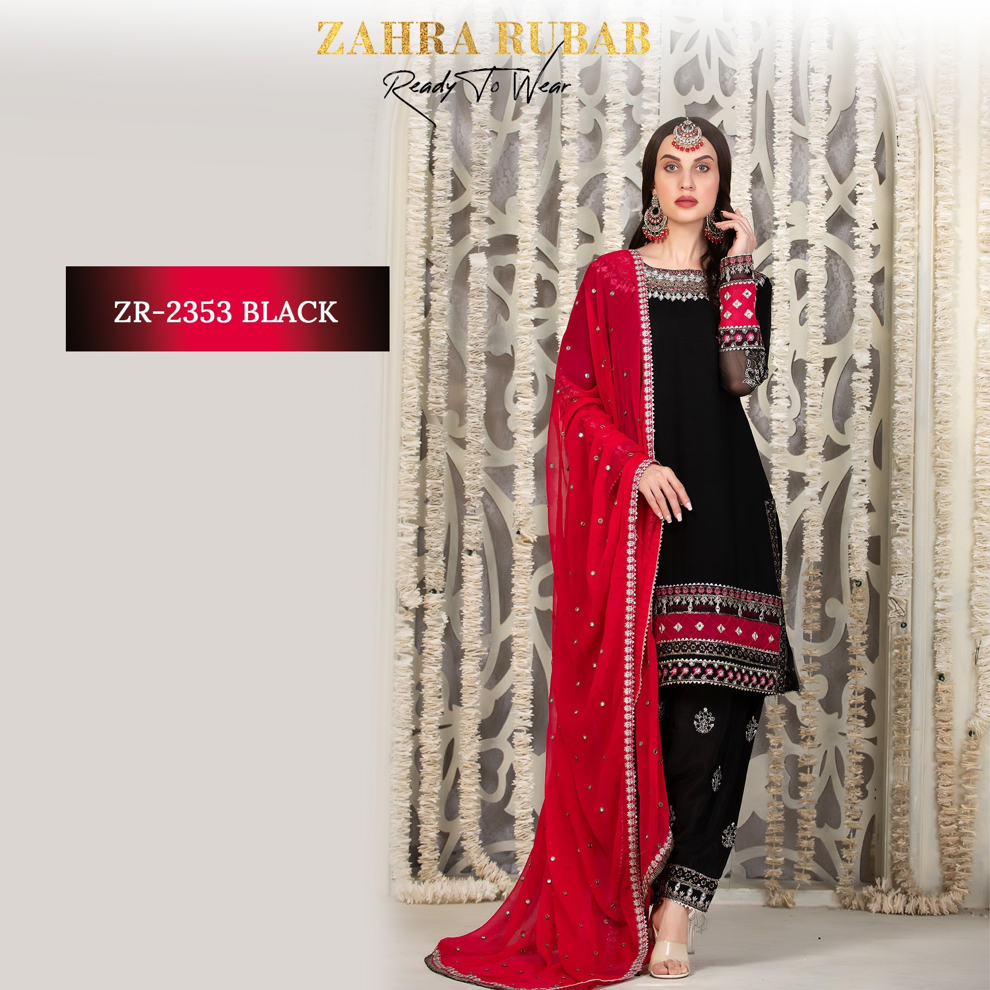 ZR-2353 Black Chiffon Dress Zahra Rubab fresh