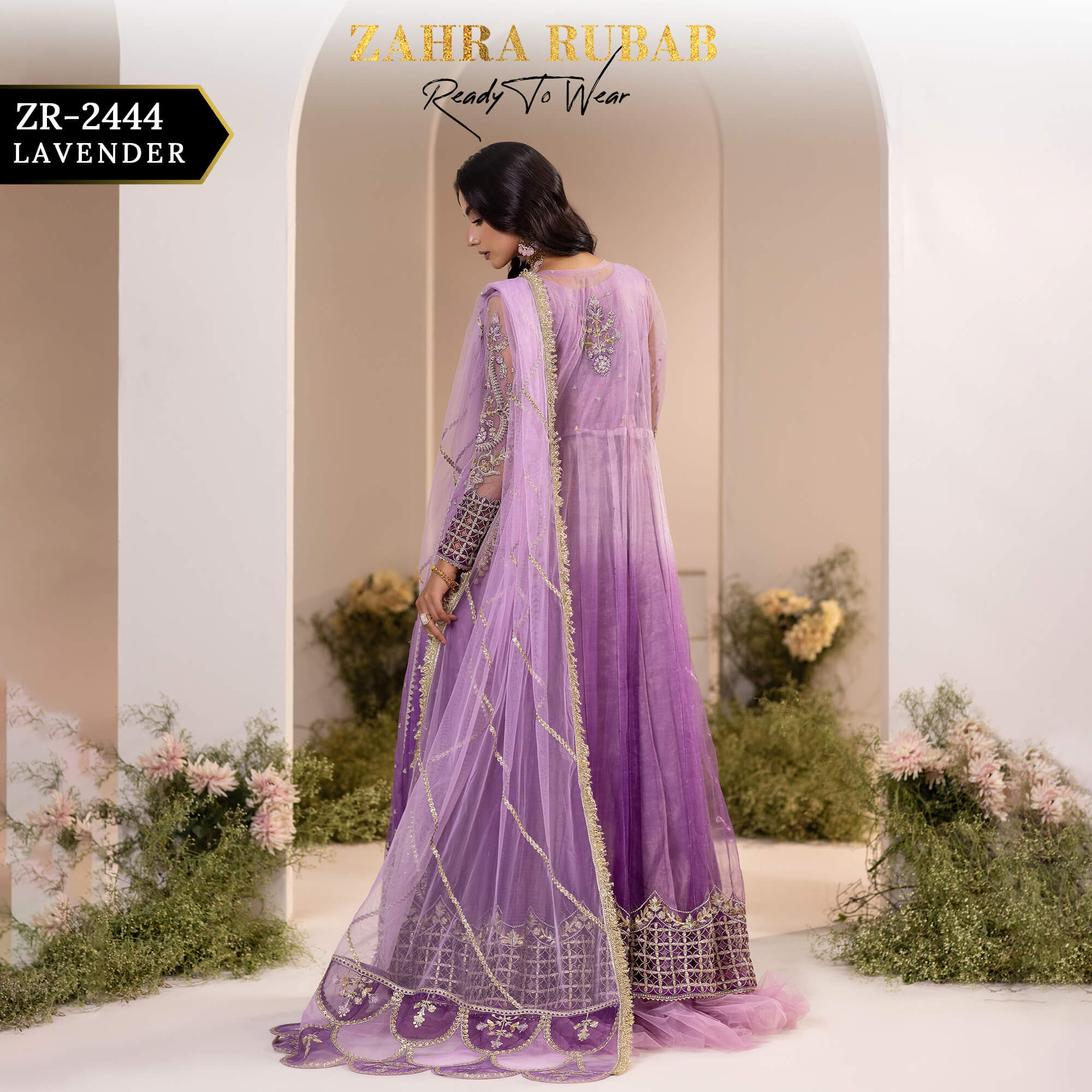 ZR-2444 LAVENDER, GREEN Zahra Rubab Afsana