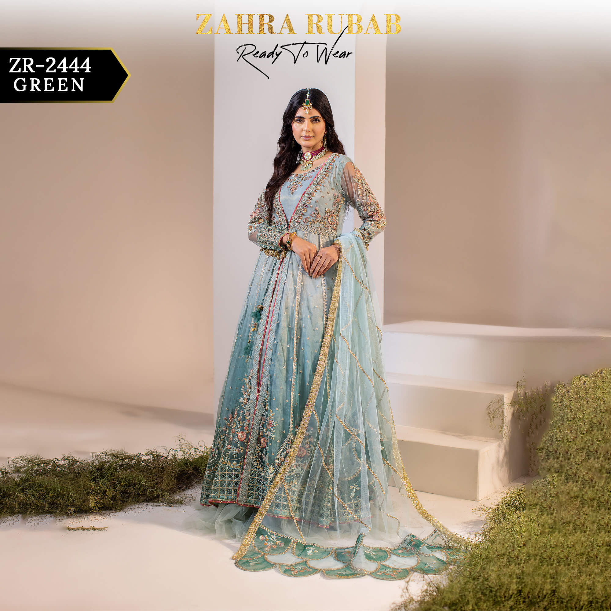 ZR-2444 LAVENDER, GREEN Zahra Rubab Afsana