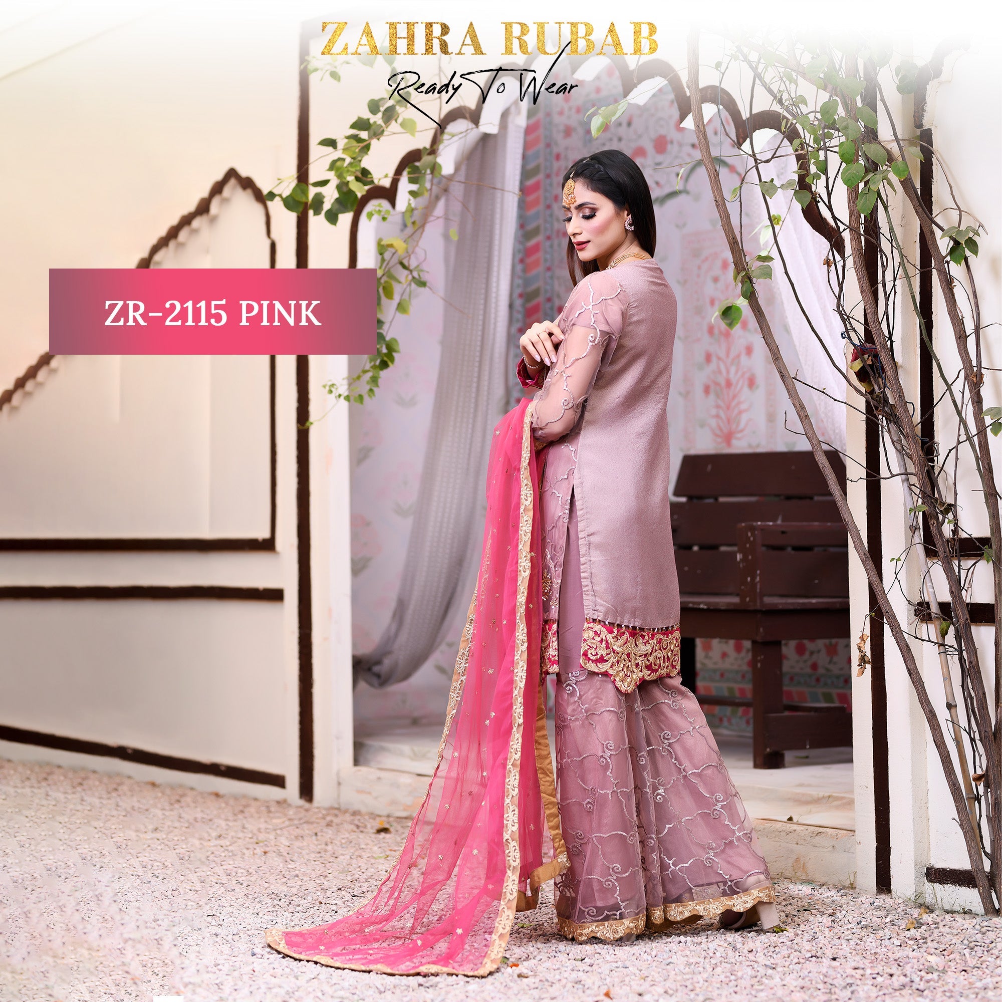 ZR-2115 Coffee, Pink, Pista Zahra Rubab Sale