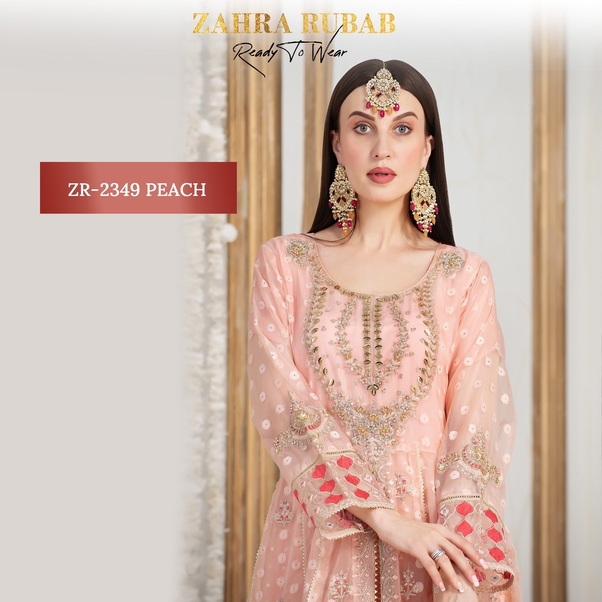 ZR-2349 Black, Mehroon, Peach Zahra Rubab