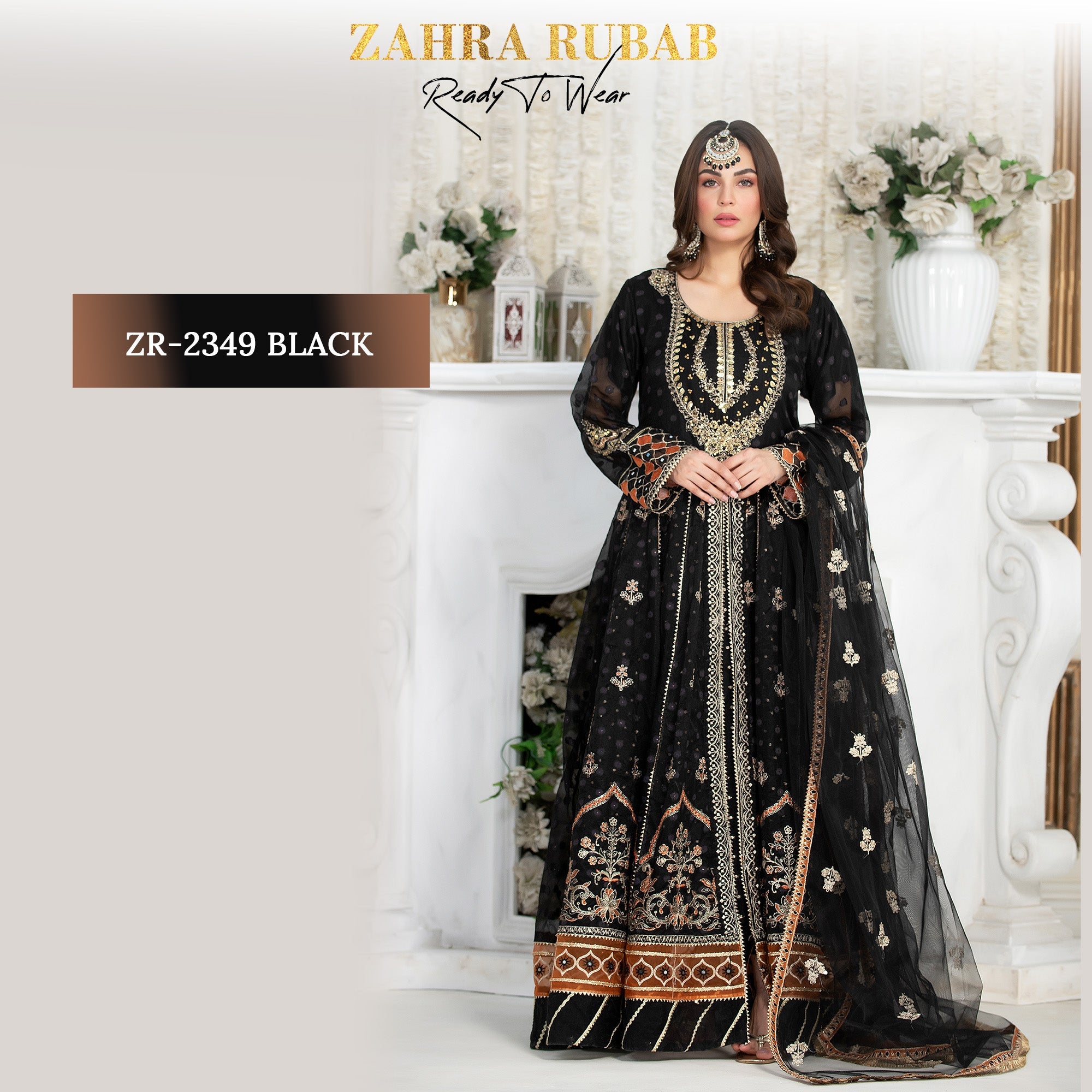 ZR-2349 Black, Mehroon, Peach Zahra Rubab