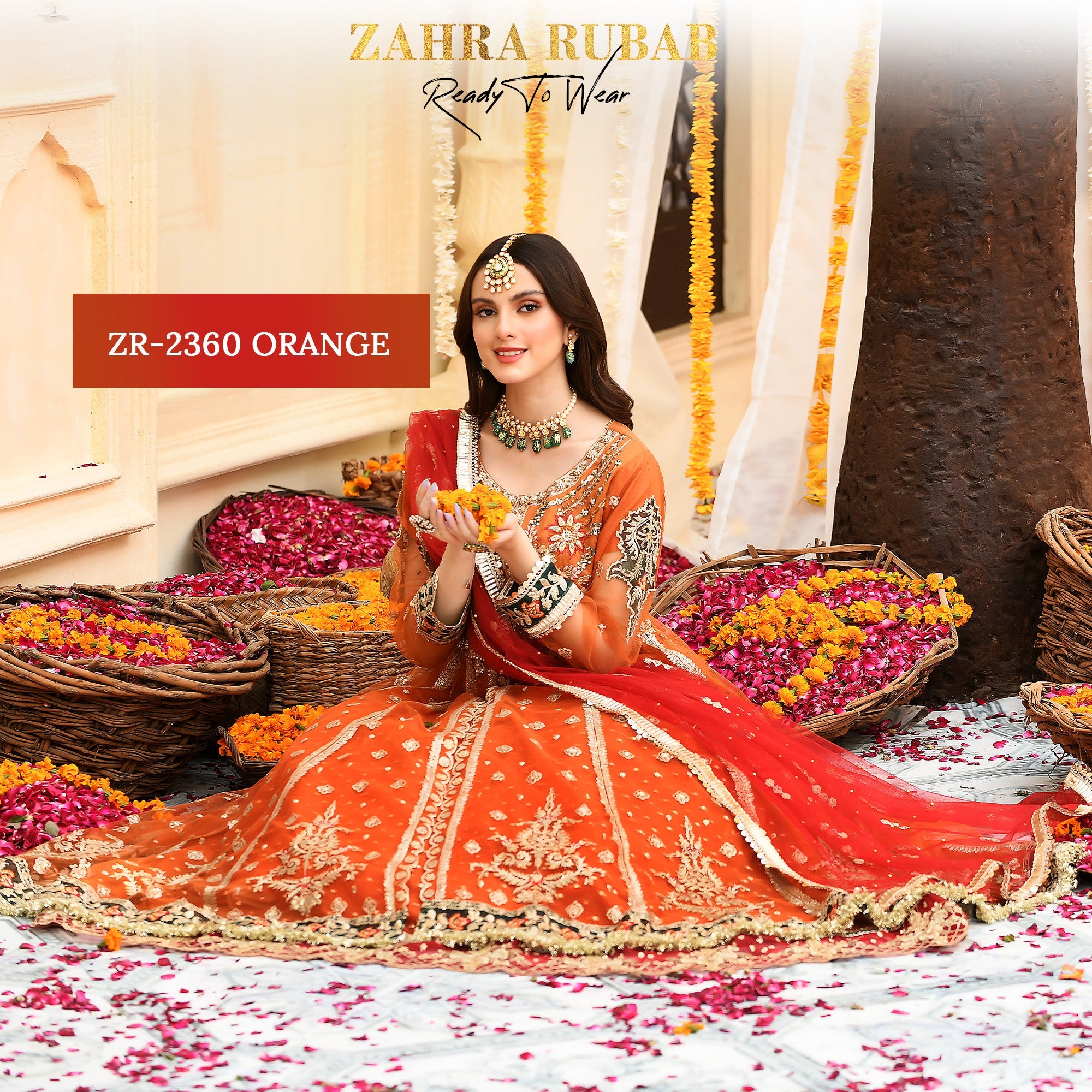 ZR-2360 Orange Maxi Dress Zahra Rubab fresh