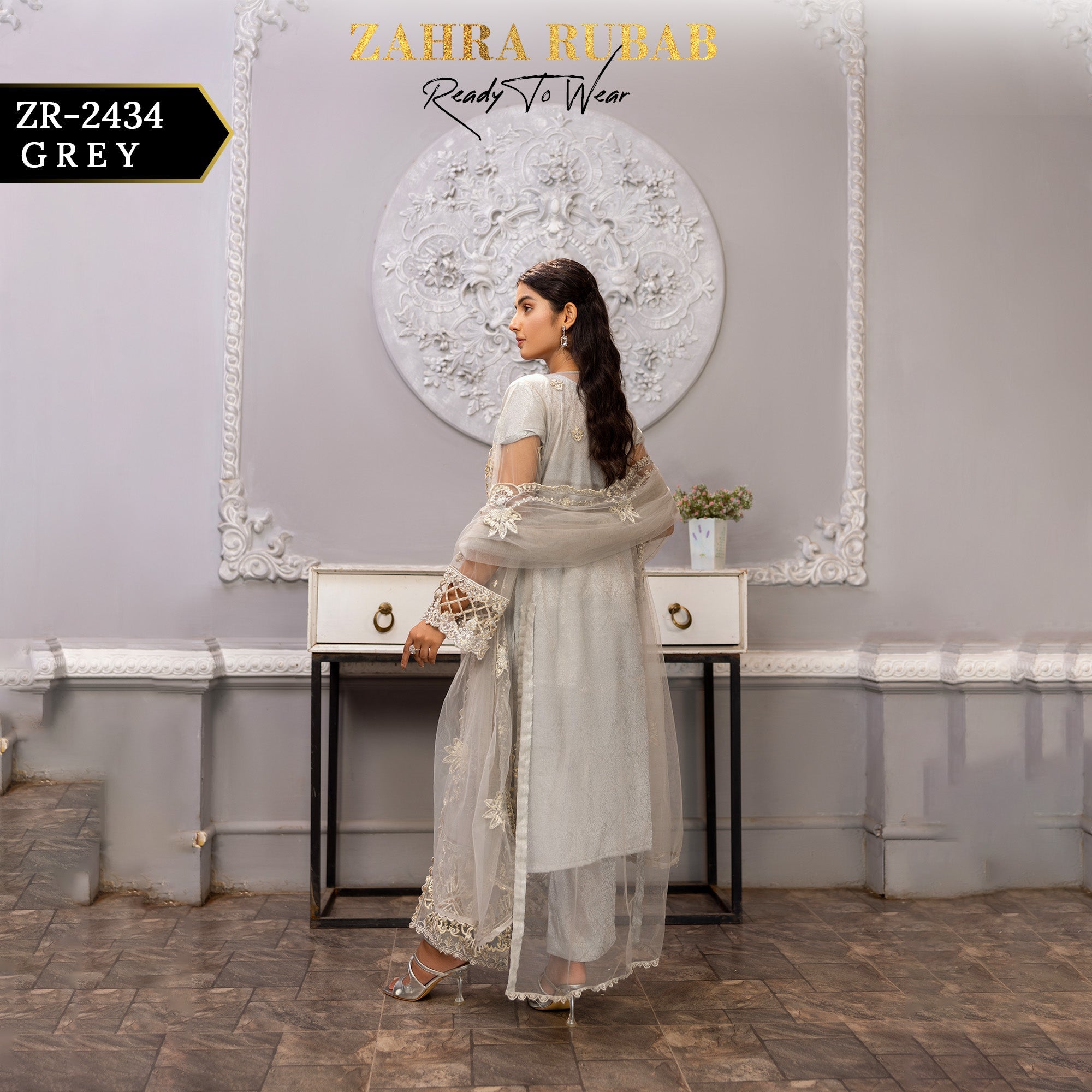 ZR-2434 Grey Zahra Rubab Gul Mohar