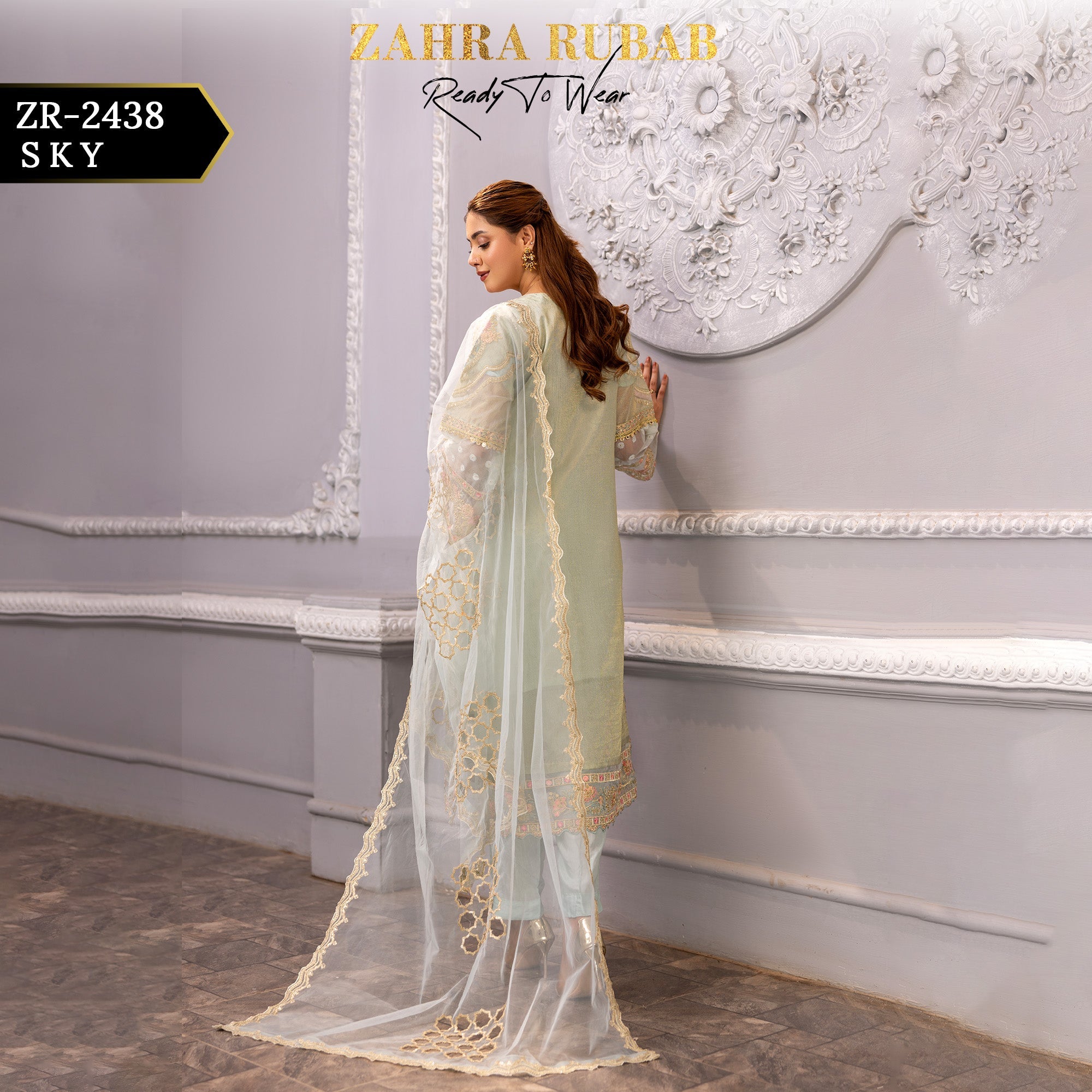 ZR - 2438 Pink, Sky Zahra Rubab Gul Mohar