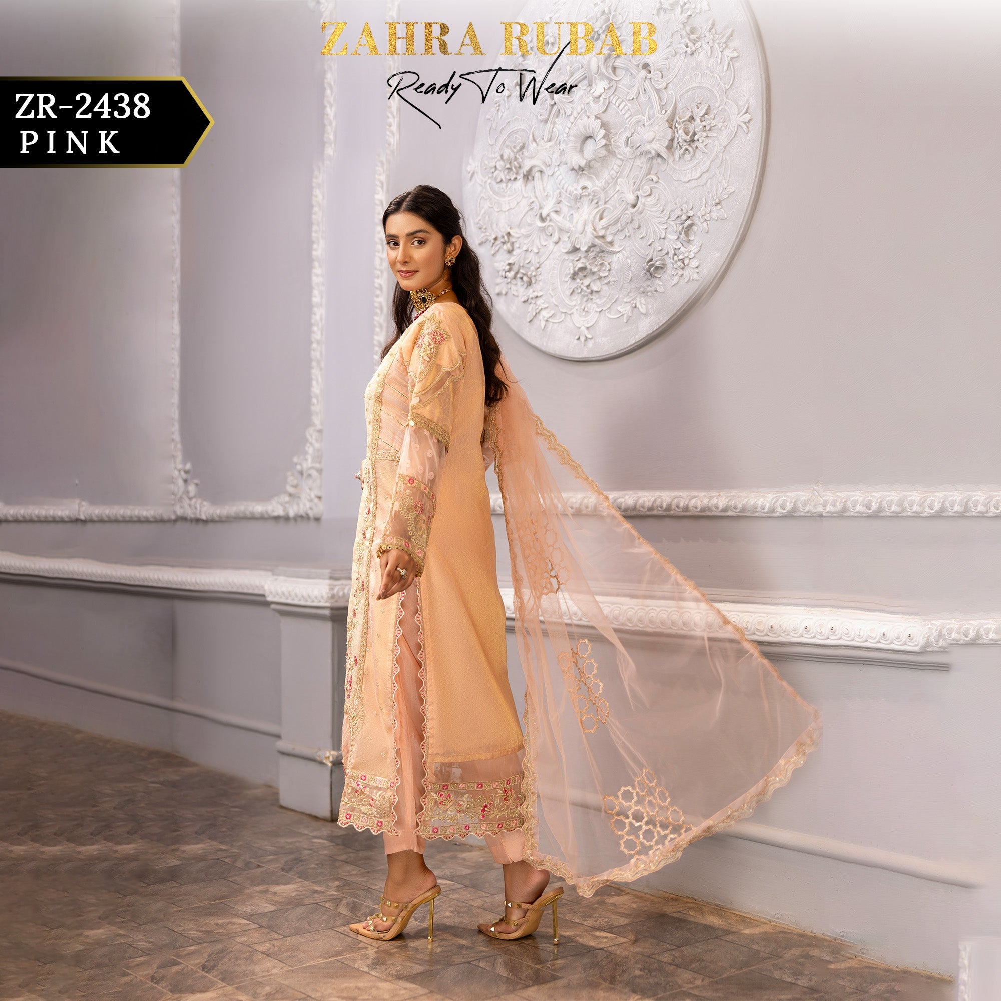 ZR - 2438 Pink, Sky Zahra Rubab Gul Mohar