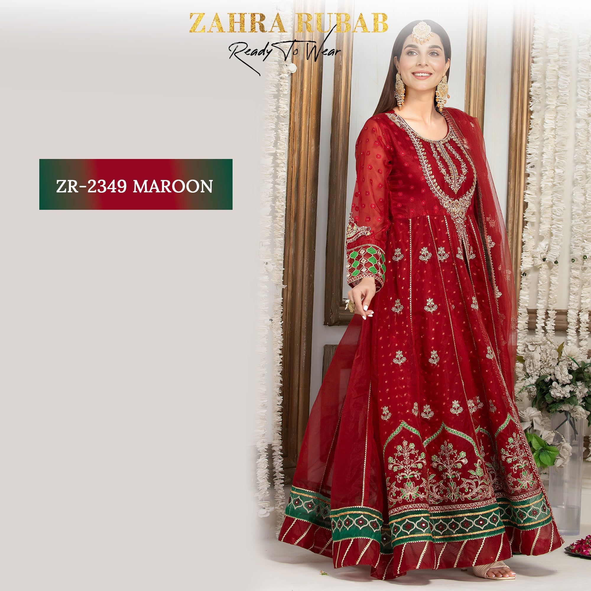 ZR-2349 Black, Mehroon, Peach Zahra Rubab