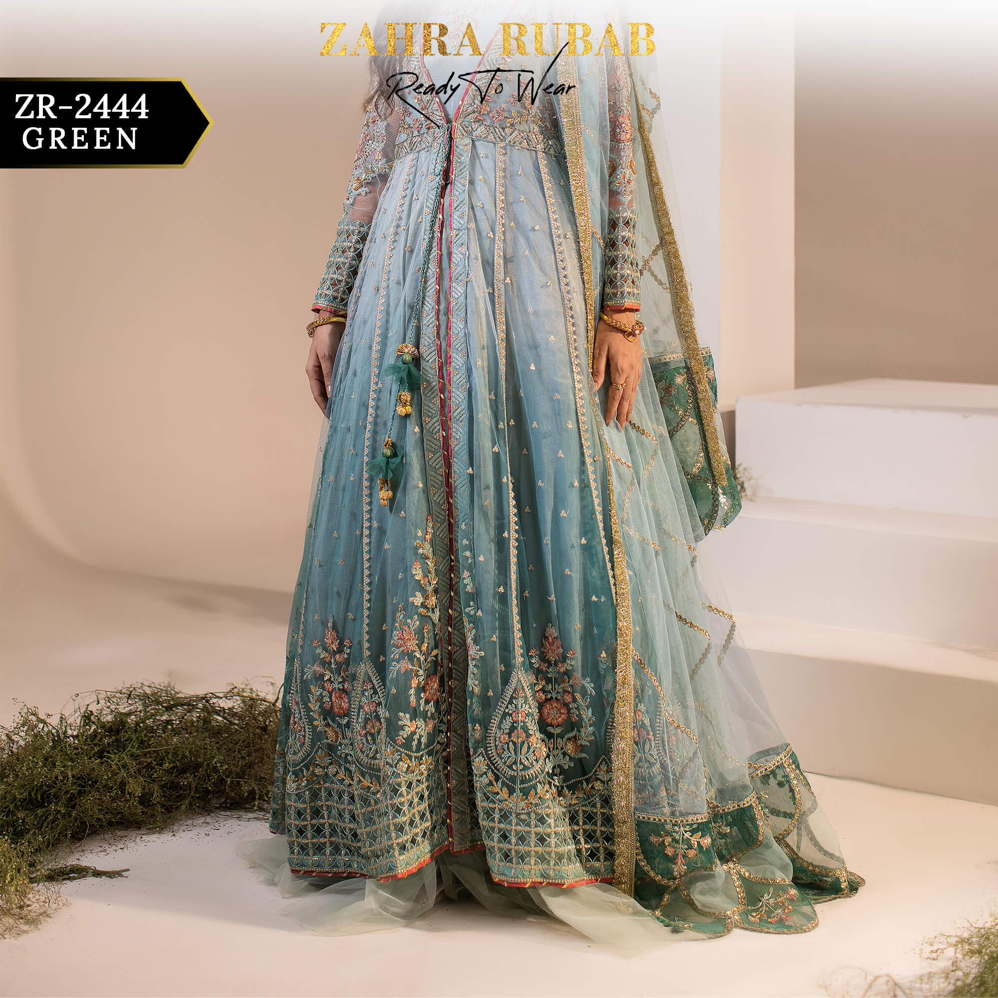 ZR-2444 LAVENDER, GREEN Zahra Rubab Afsana