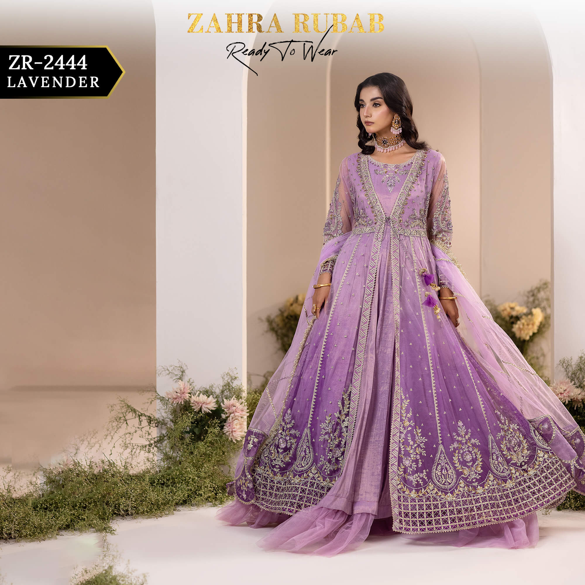 ZR-2444 LAVENDER, GREEN Zahra Rubab Afsana