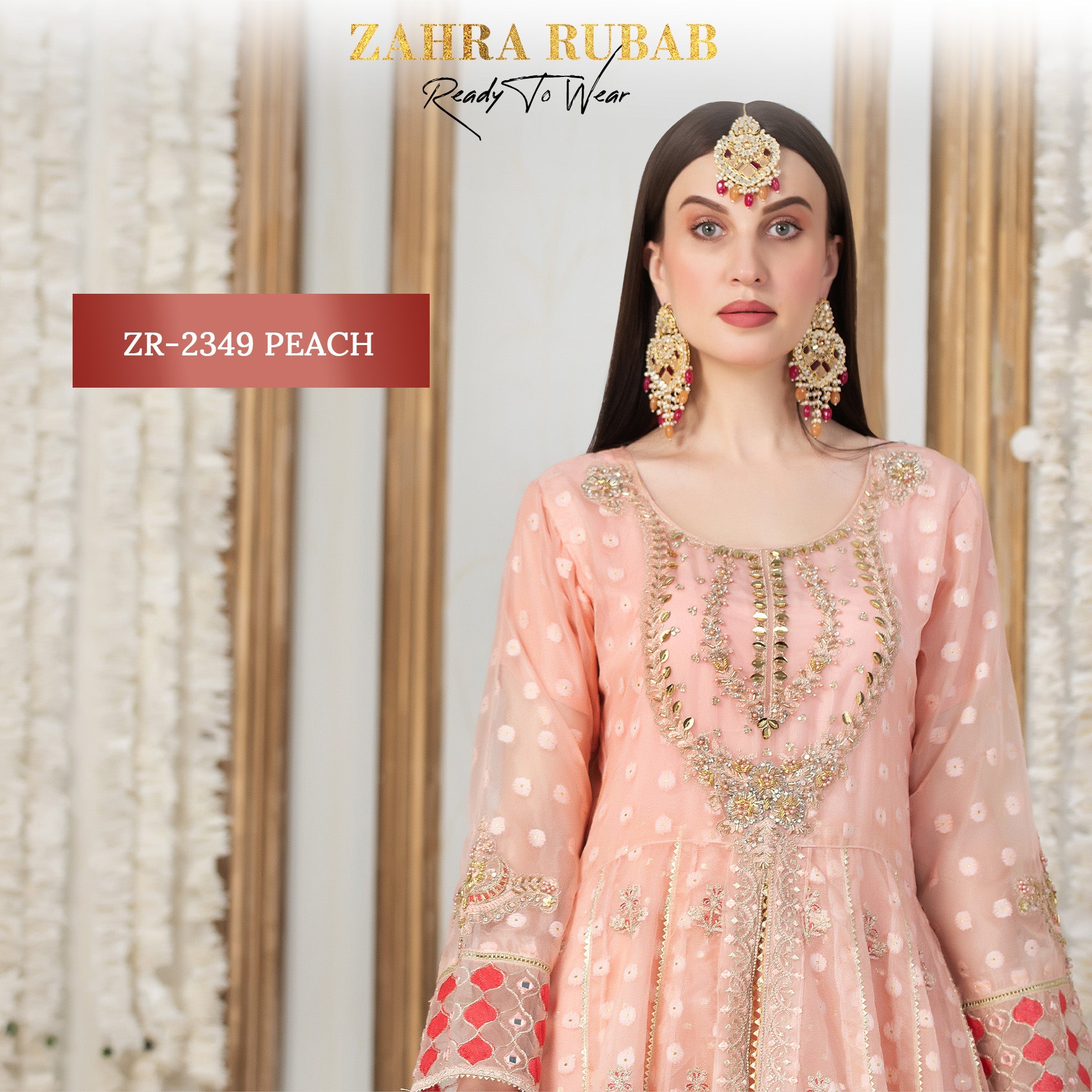 ZR-2349 Black, Mehroon, Peach Zahra Rubab