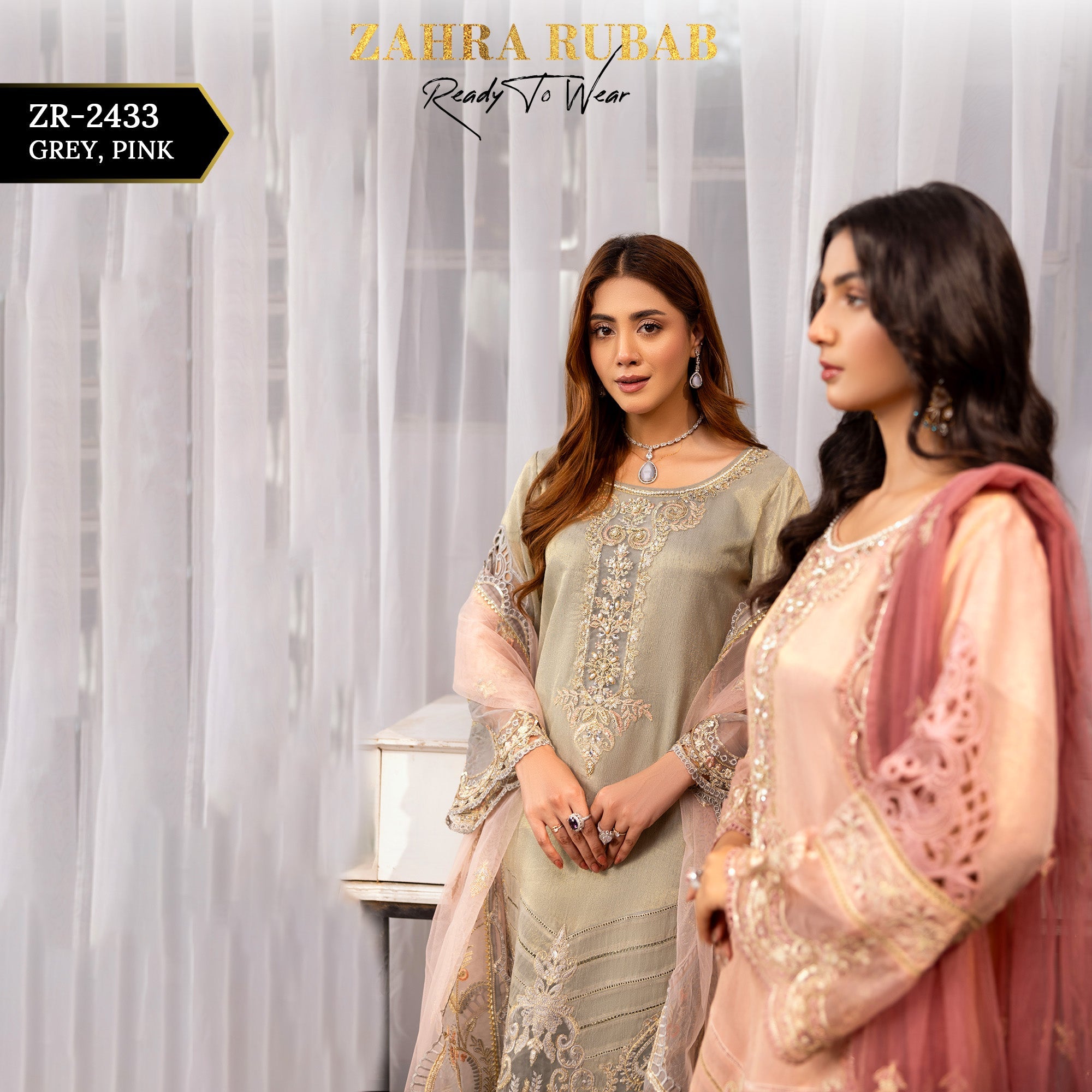 ZR - 2433 Grey Zahra Rubab Gul Mohar