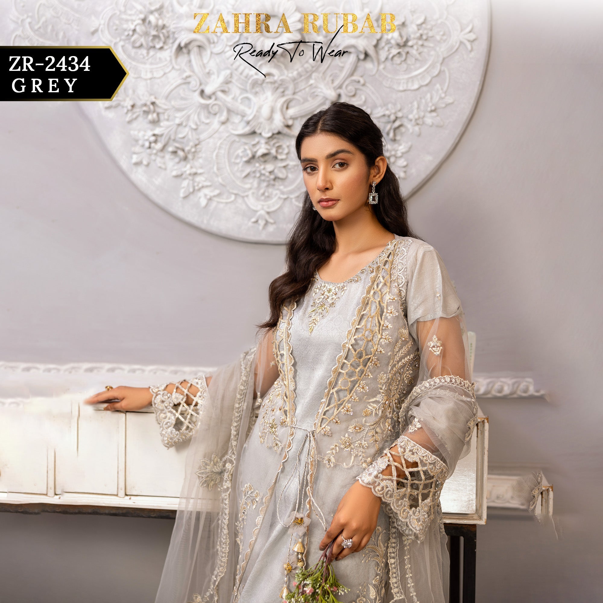 ZR-2434 Grey Zahra Rubab Gul Mohar