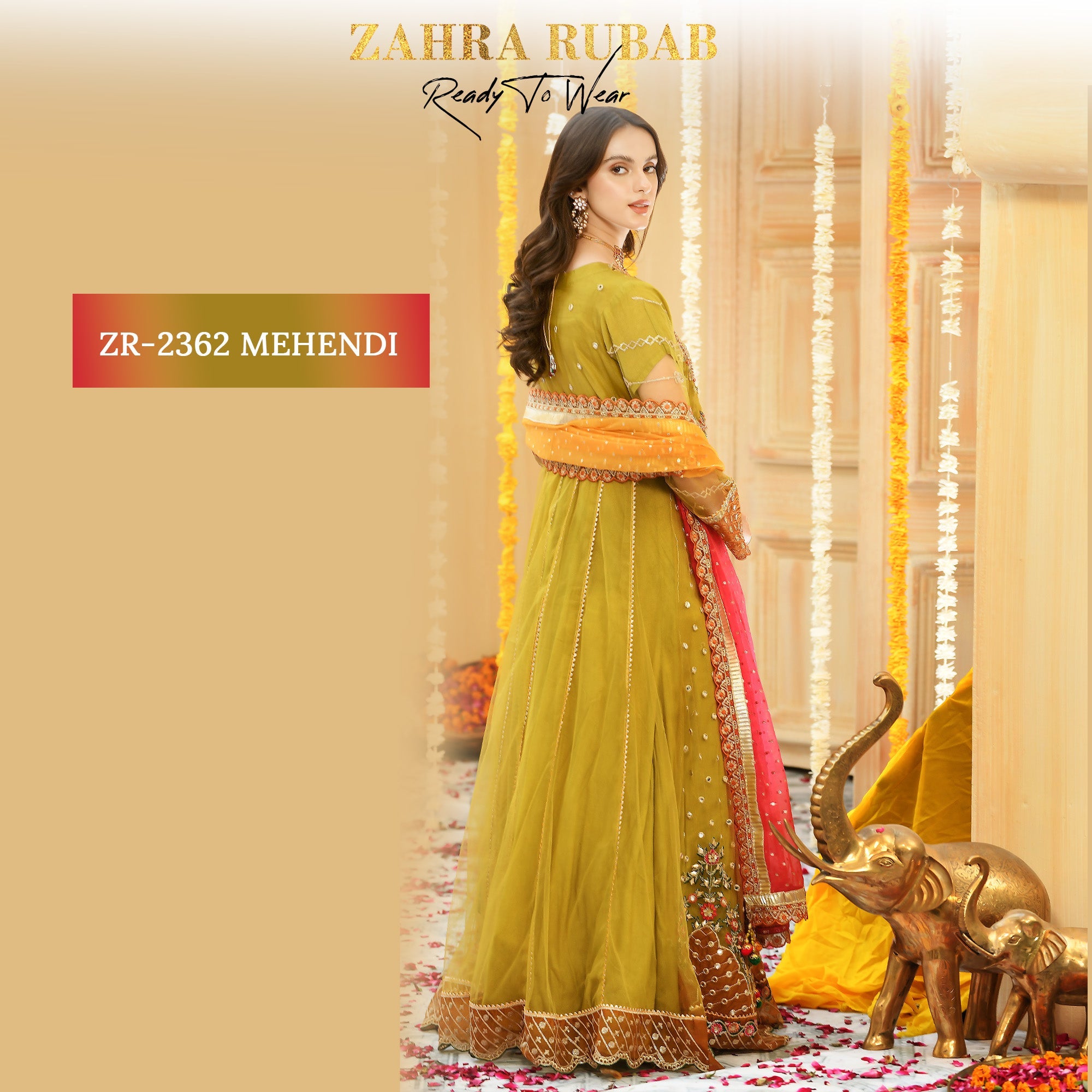 ZR-2362 Aqua, Mehndi Maxi Dress Zahra Rubab fresh