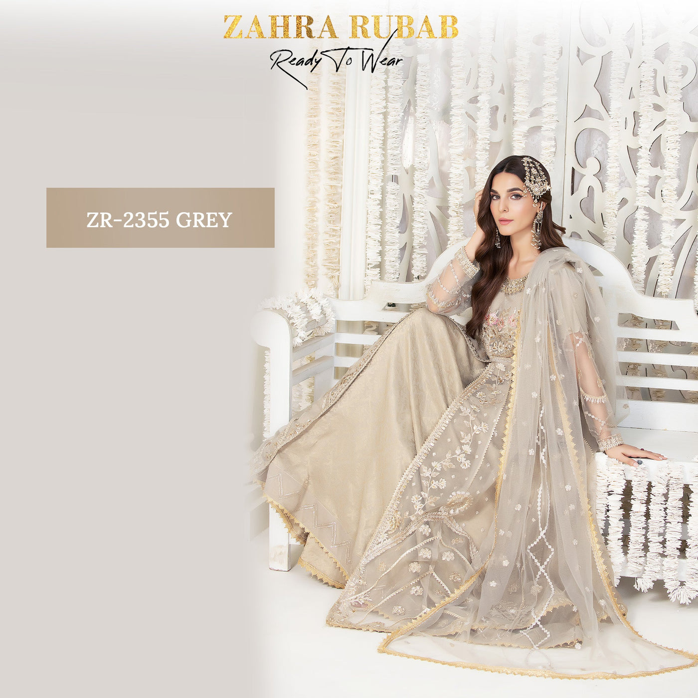 ZR-2355 Grey & Peach Maxi Dress Zahra Rubab ZR-2355 Grey & Peach Maxi Dress Zahra Rubab