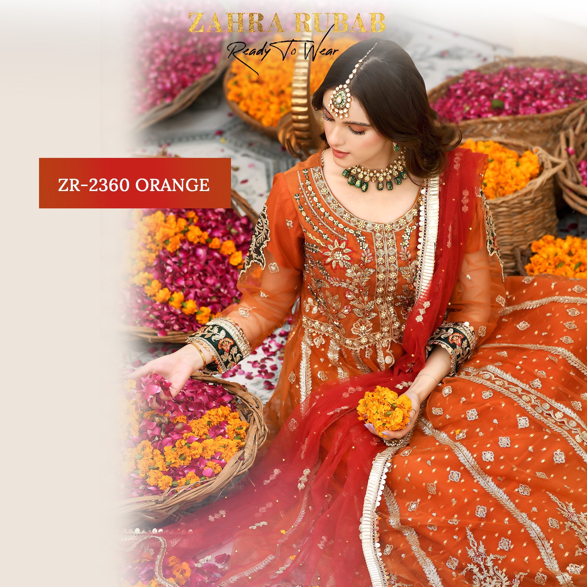 ZR-2360 Orange Maxi Dress Zahra Rubab fresh