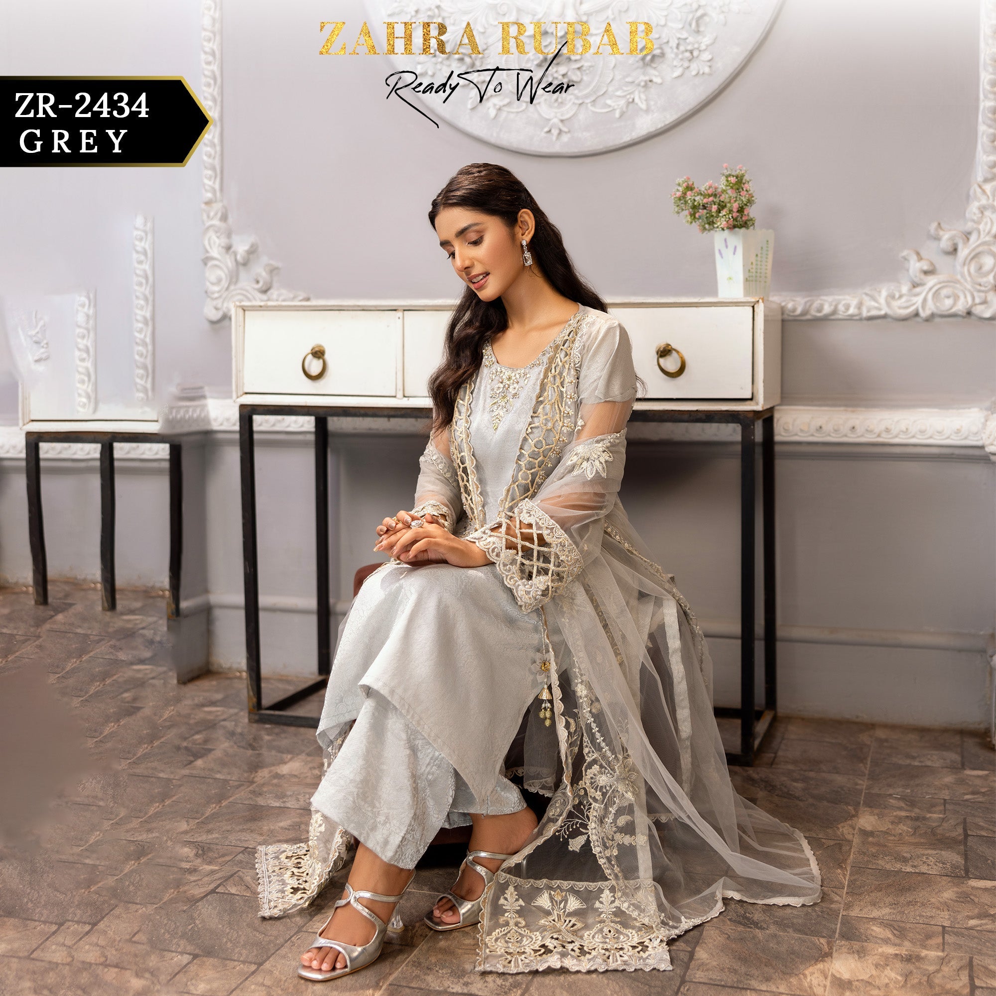 ZR-2434 Grey Zahra Rubab Gul Mohar