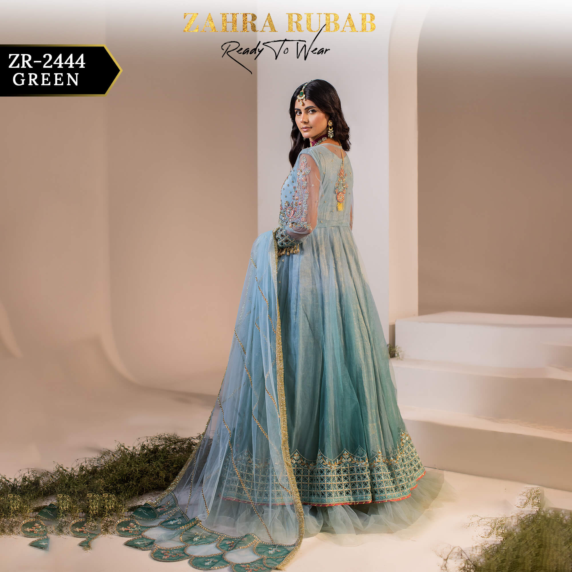 ZR-2444 LAVENDER, GREEN Zahra Rubab Afsana