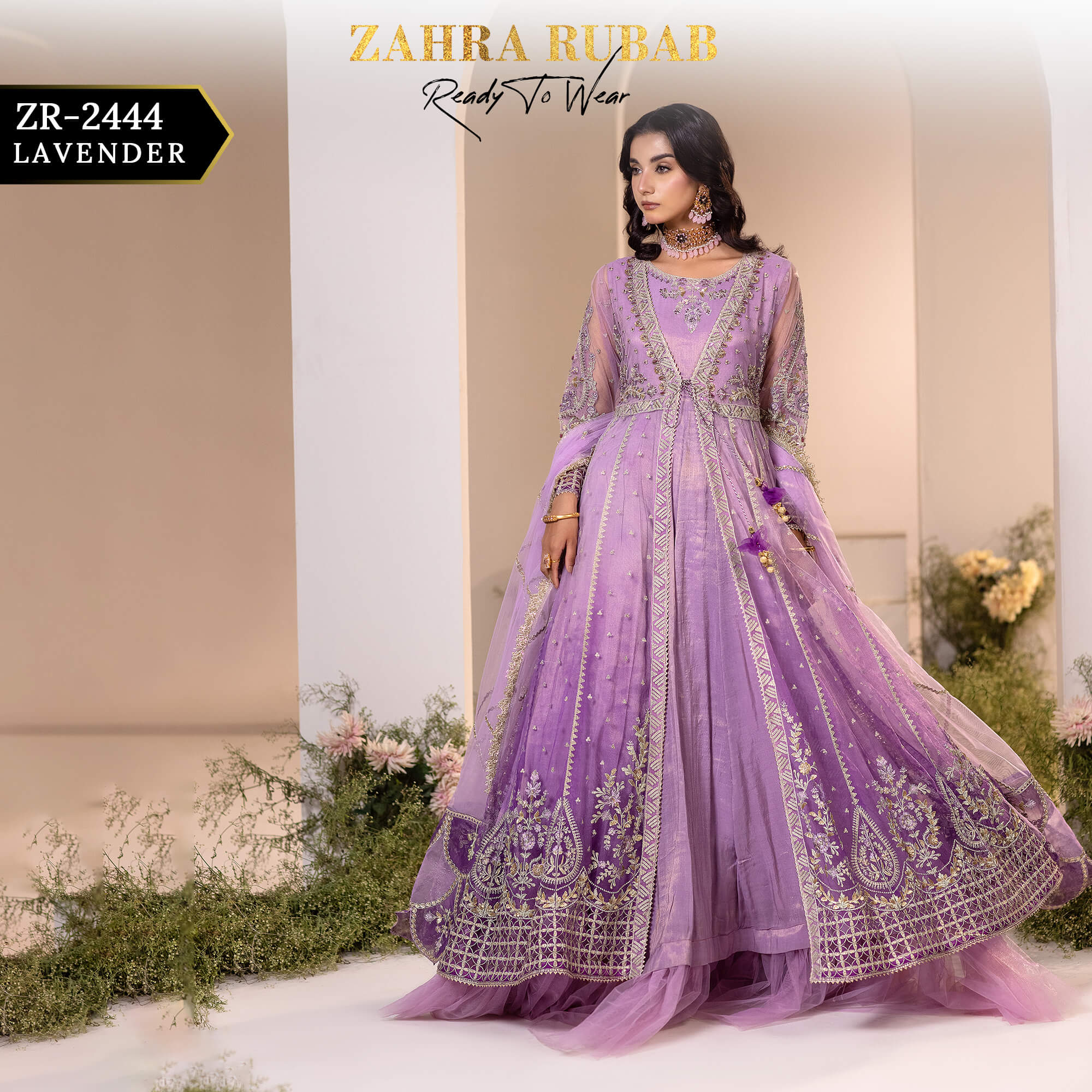ZR-2444 LAVENDER, GREEN Zahra Rubab Afsana