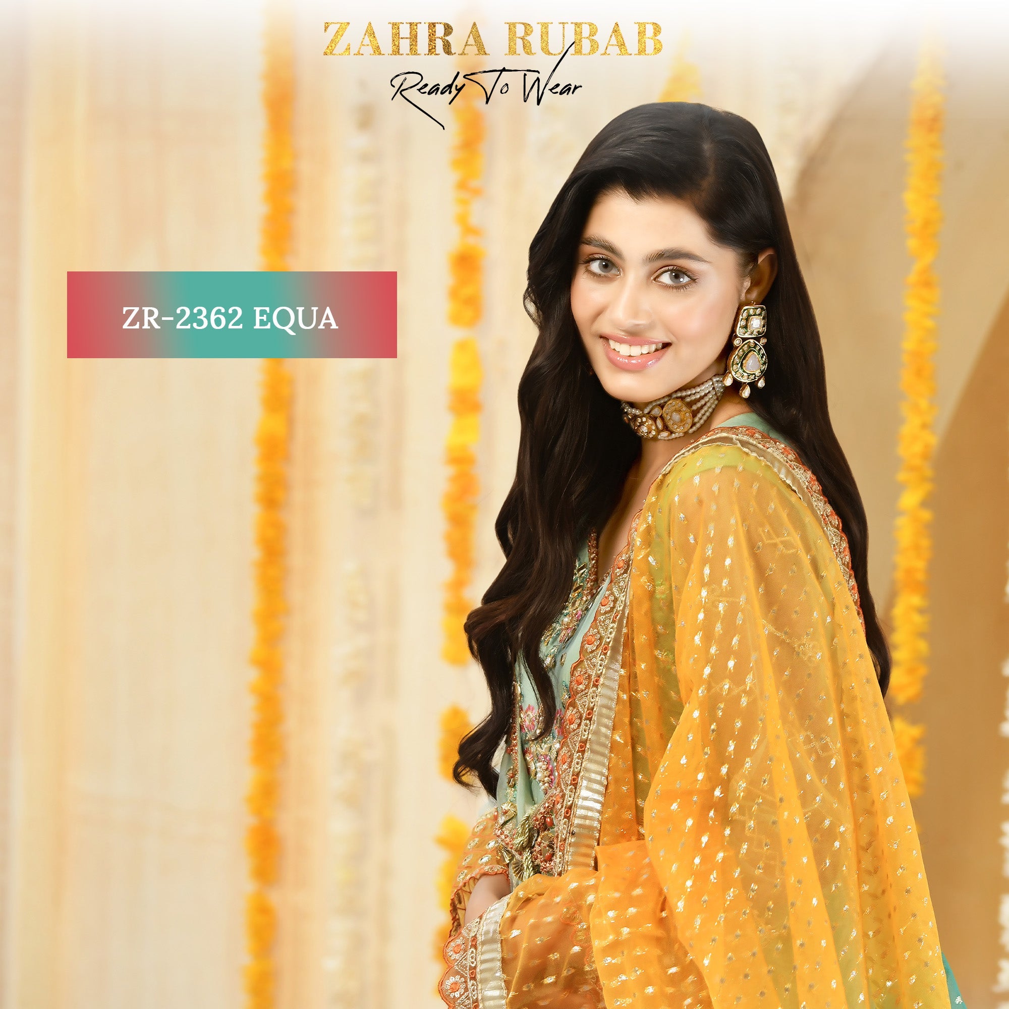 ZR-2362 Aqua, Mehndi Maxi Dress Zahra Rubab fresh