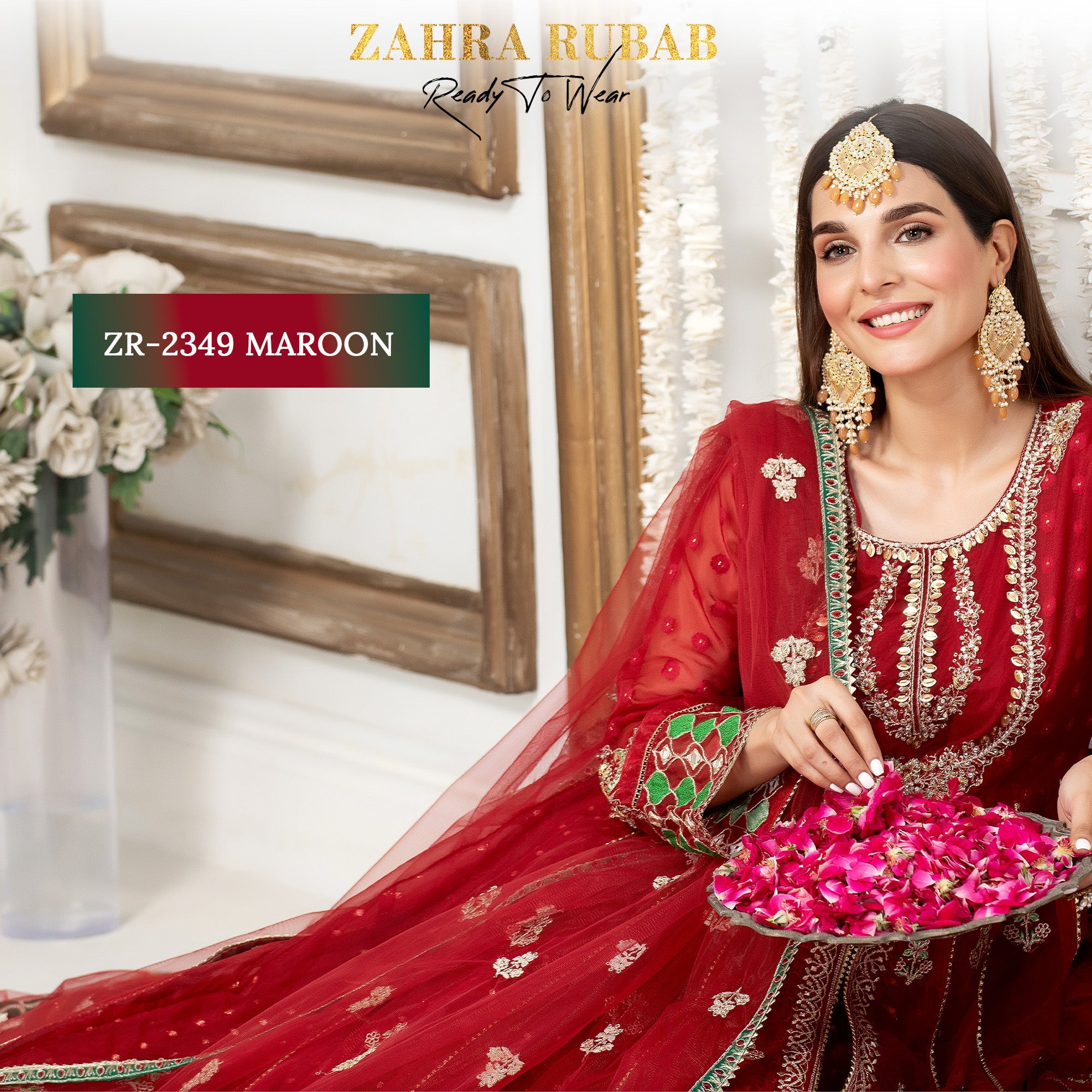 ZR-2349 Black, Mehroon, Peach Zahra Rubab