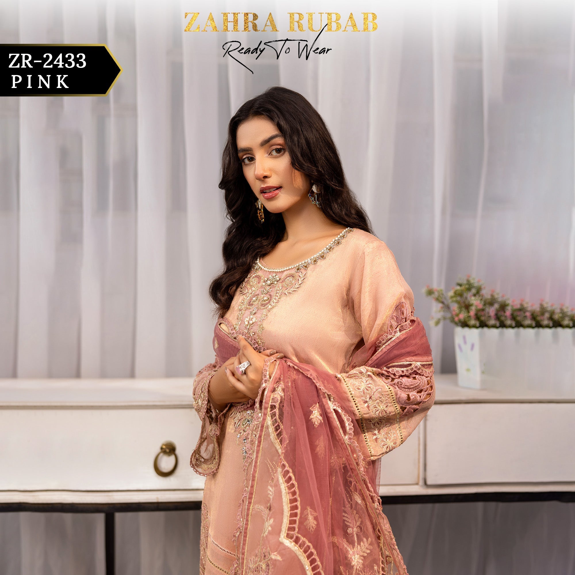 ZR - 2433 Pink Zahra Rubab Gul Mohar
