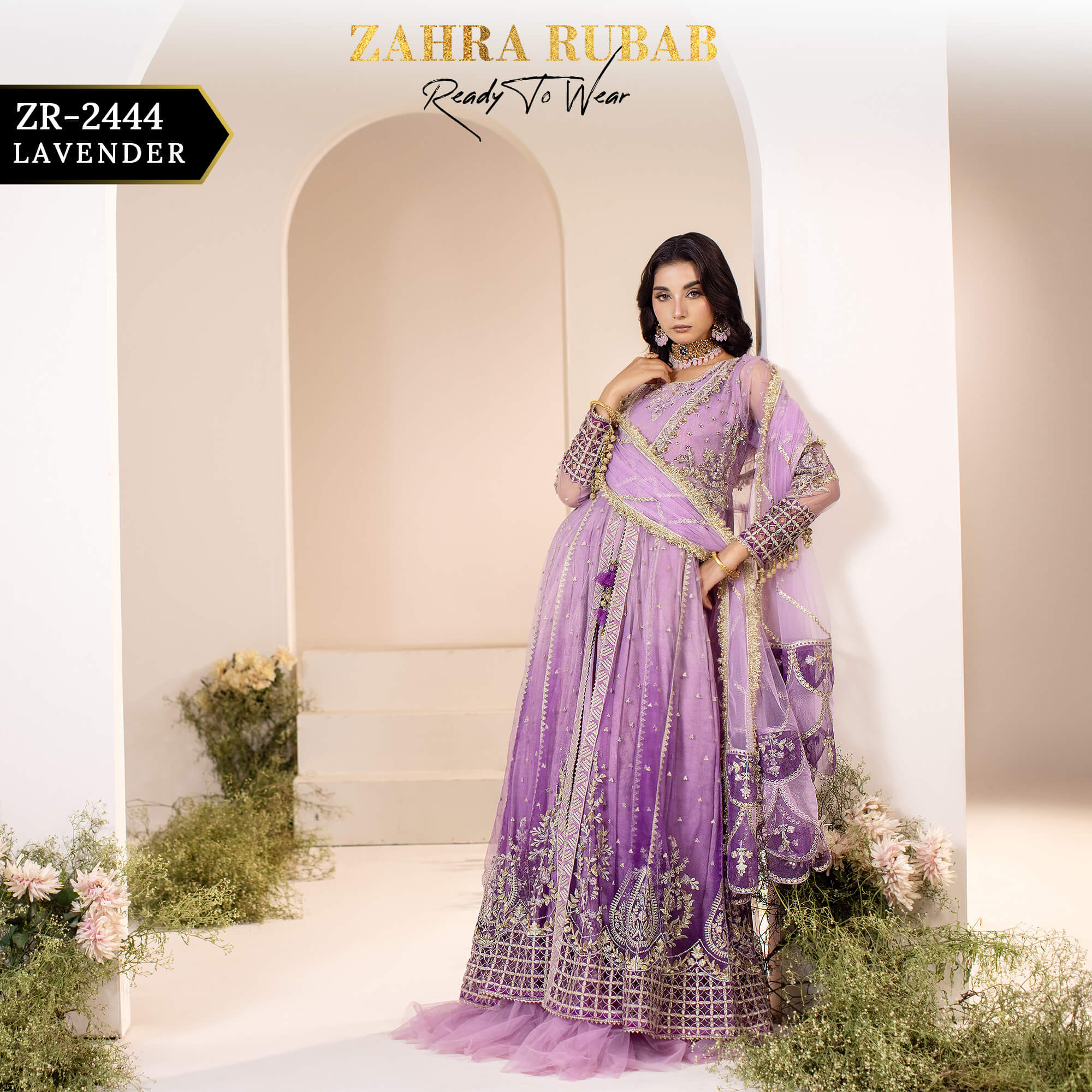 ZR-2444 LAVENDER, GREEN Zahra Rubab Afsana